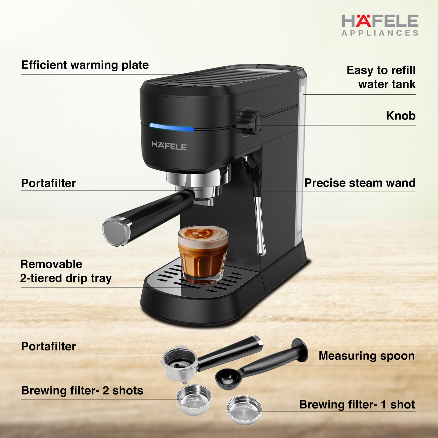 Hafele U-Kaffee Espresso Coffee Machine, 15-Bar Pressure Mahajan Electronics Online