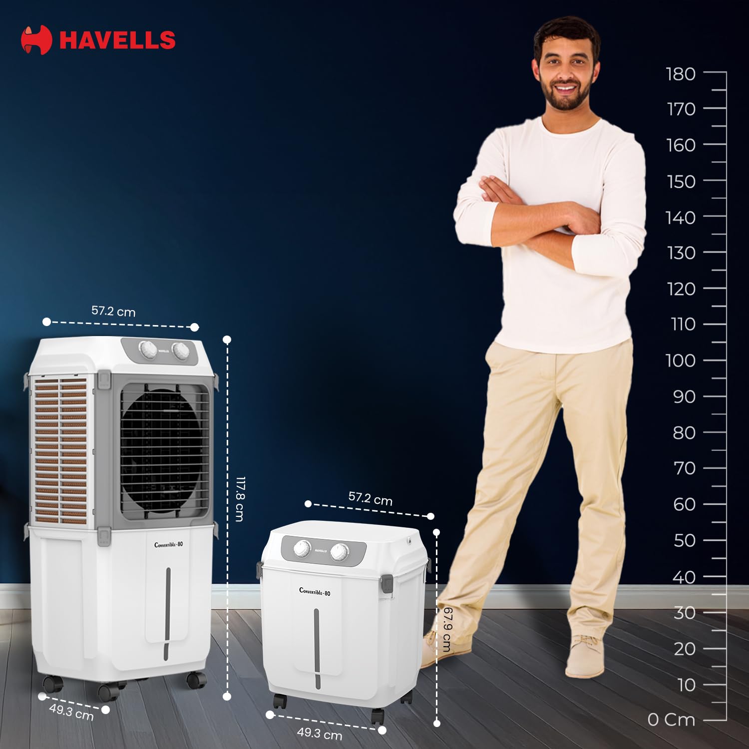 Havells 2-in-1 Convertible 80 L Desert Air Cooler for room| Dual functionality & easy storing| Can be used as side table Mahajan Electronics Online