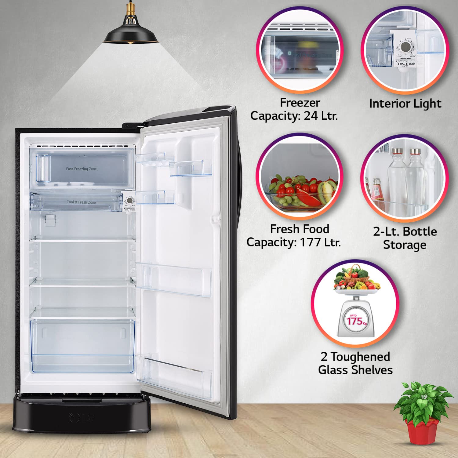 LG GL-D211HESZ 201 L 5 Star Direct-Cool Inverter Single Door Refrigerator Mahajan Electronics Online