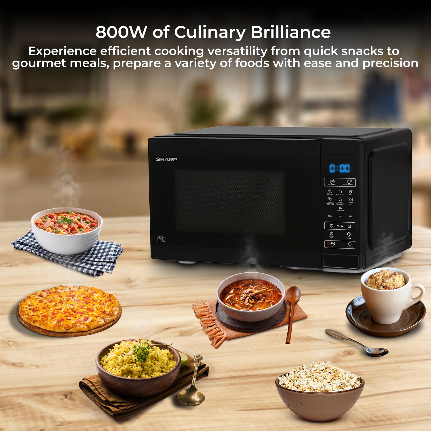 SHARP 20L Solo Microwave Oven (R220KNK Black, Ceramic Cavity, Digital Display, One-Touch Start) Mahajan Electronics Online