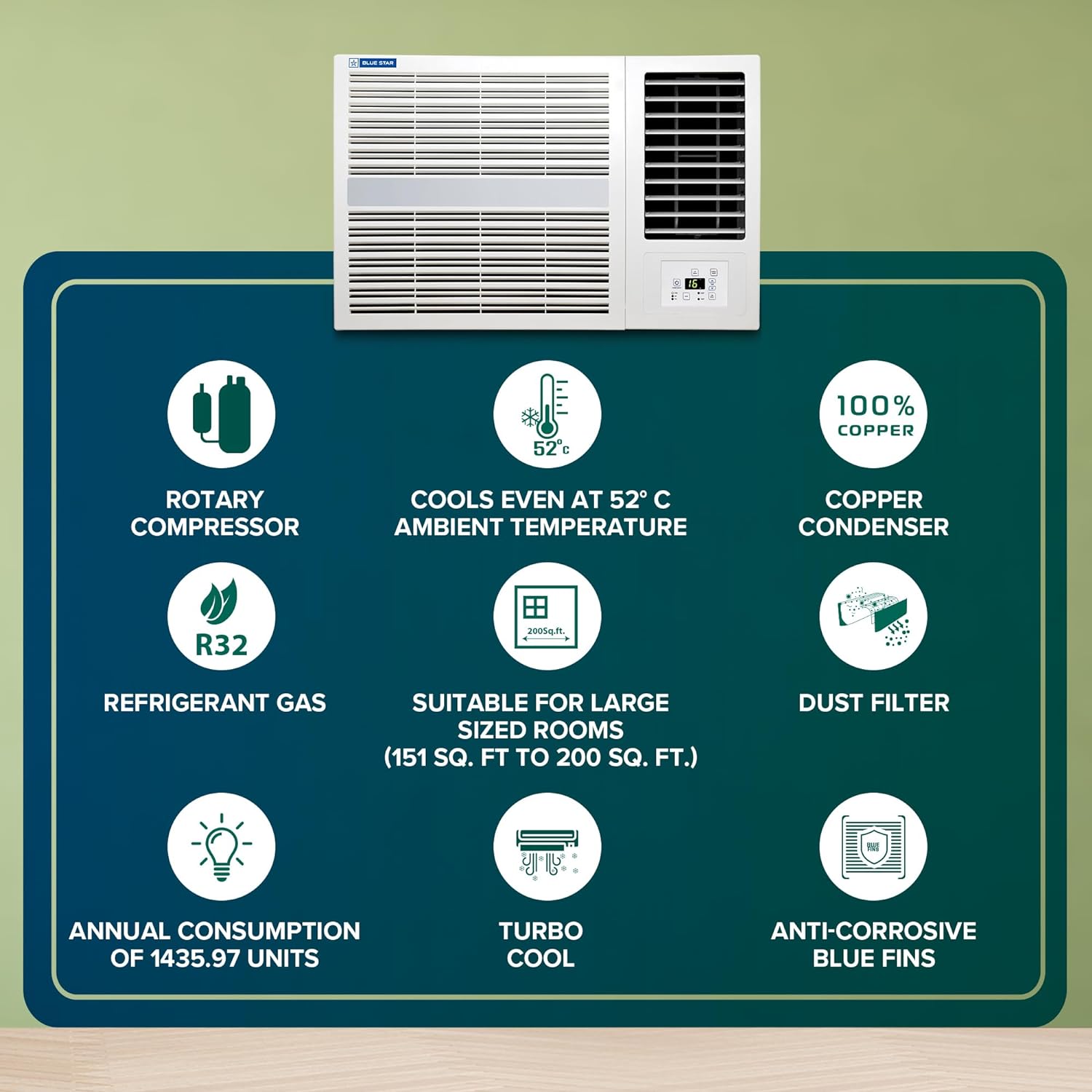 Blue Star WFD324E 2 Ton 3 Star Fixed Speed Window AC (Copper, Turbo Cool Mahajan Electronics Online