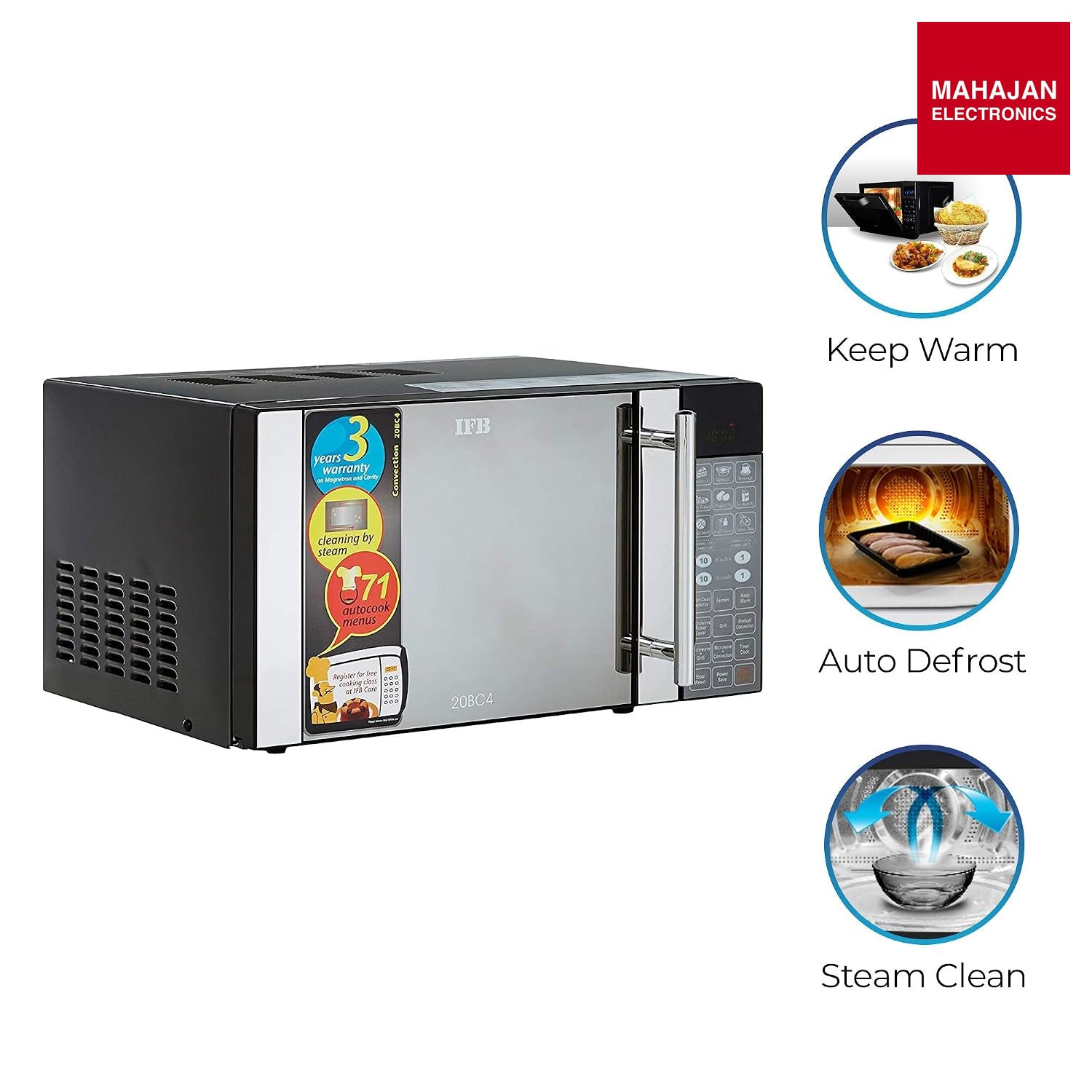 IFB 20BC4 20 L Convection Microwave Oven | Black | 71 Auto Menus | Grill & Baking IFB online mahajan – Mahajan Electronics Online.