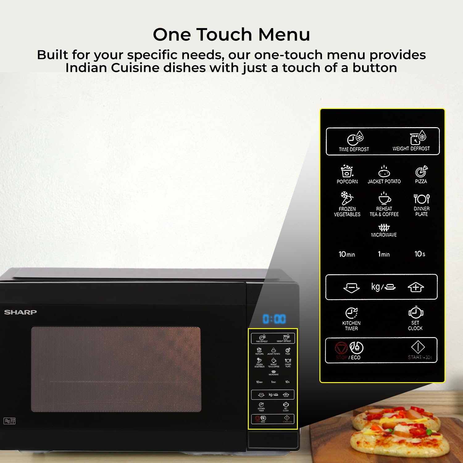 SHARP 20L Solo Microwave Oven (R220KNK Black, Ceramic Cavity, Digital Display, One-Touch Start) Mahajan Electronics Online