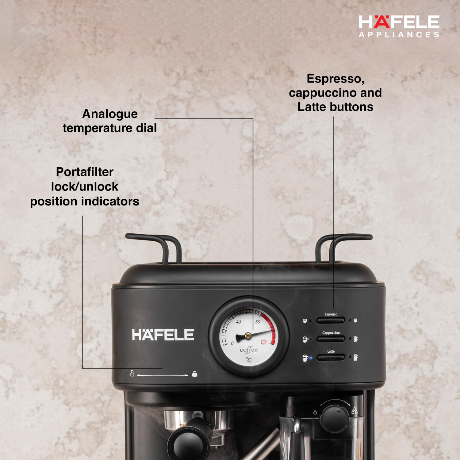 Hafele U-Kaffee Plus Coffee Machine, 15-Bar Pump Pressure Mahajan Electronics Online