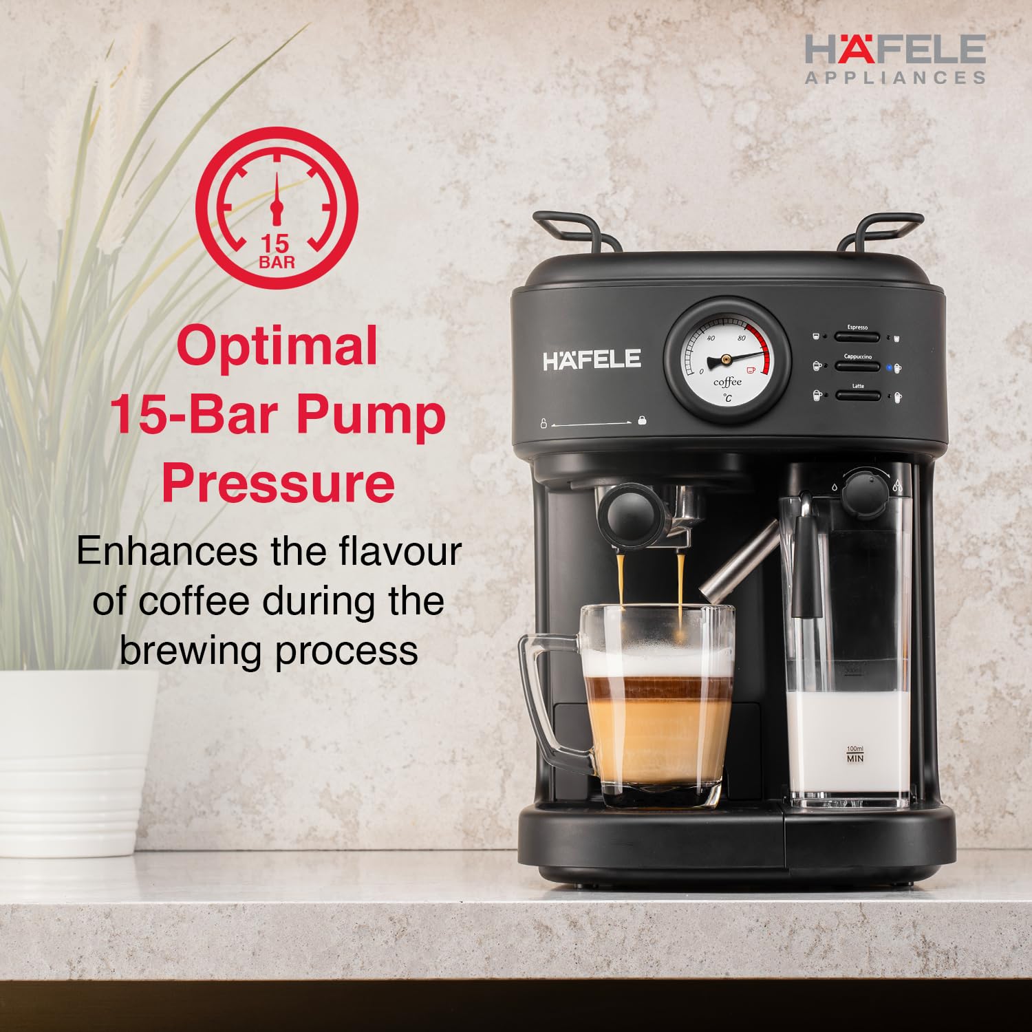 Hafele U-Kaffee Plus Coffee Machine, 15-Bar Pump Pressure Mahajan Electronics Online