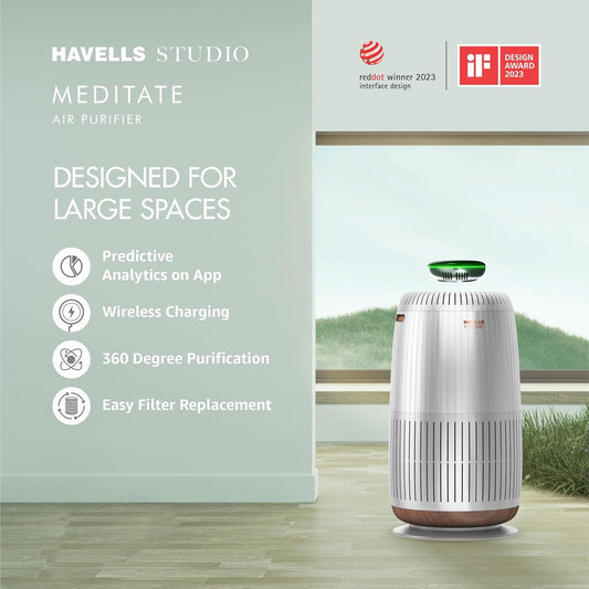 Havells Studio Meditate AP 400 Air purifier with SpaceTech Air Purification Technology with TiO2 module & Integrated H14 HEPA filter  Mahajan Electronics Online