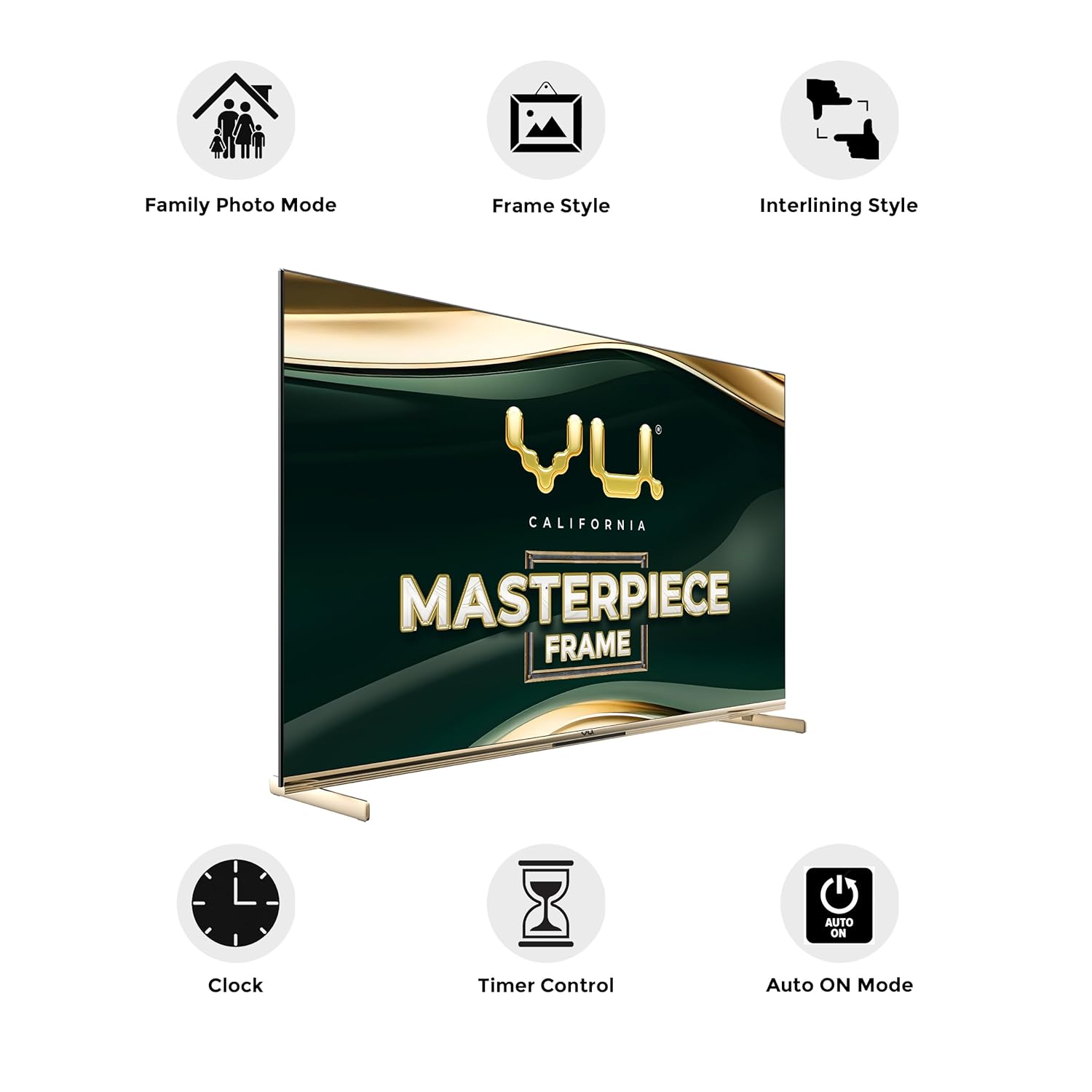 Vu 189cm (75 inches) Masterpiece Frame Series 4K QLED TV 75MASTERPIECE (Armani Gold) Mahajan Electronics Online