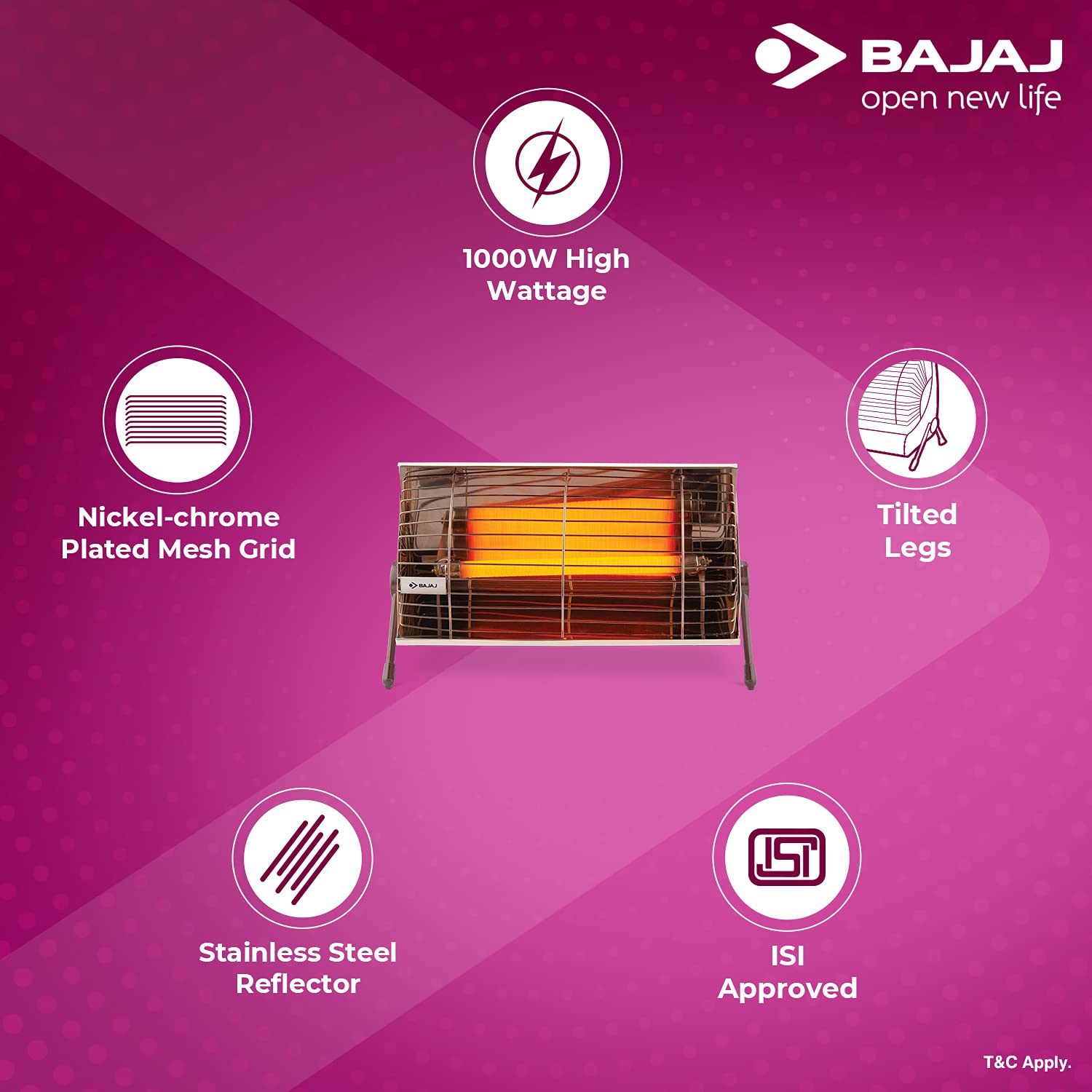 Bajaj Minor Radiant Room Heater 1000W PedestalHeater For Winter Mahajan Electronics Online