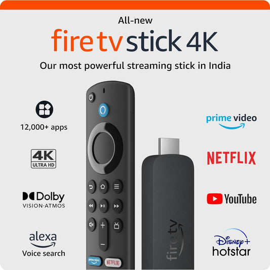 All-new Amazon Fire TV Stick 4K streaming device, ultra-cinematic 4K streaming, supports Wi-Fi 6, Dolby Vision/Atmos, HDR10+ Mahajan Electronics Online