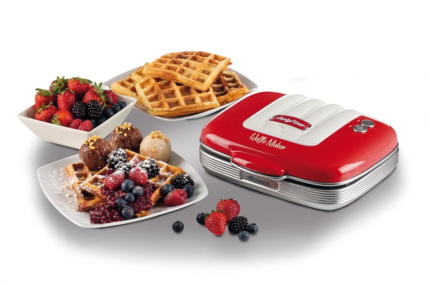 Ariete 1973 Electric Waffle Maker, 700W, Non-Stick Plates, Red Mahajan Electronics Online