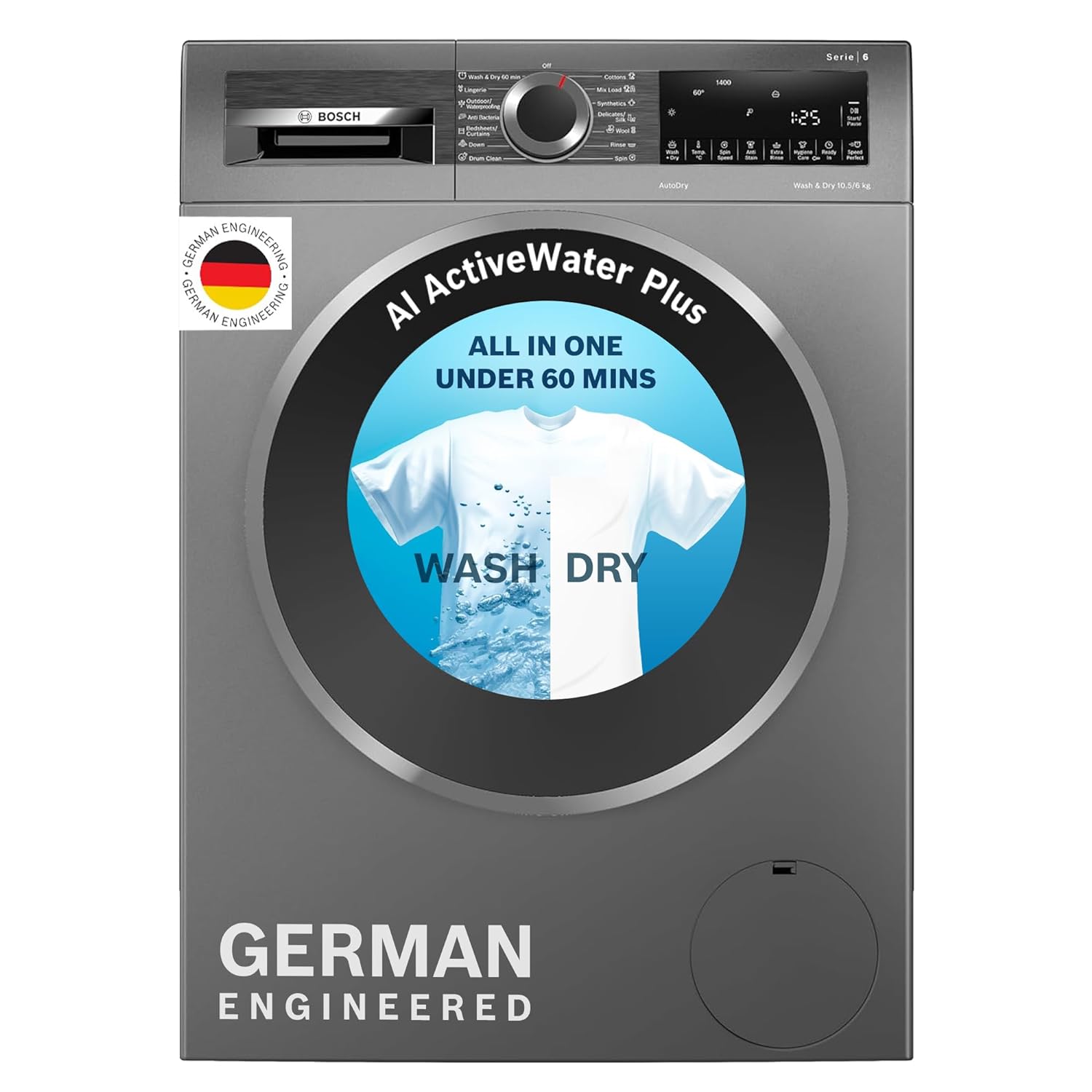 Bosch WNA2E4U1IN 10.5/6 KG Inverter Fully Automatic Front Load Washer Dryer Mahajan Electronics Online