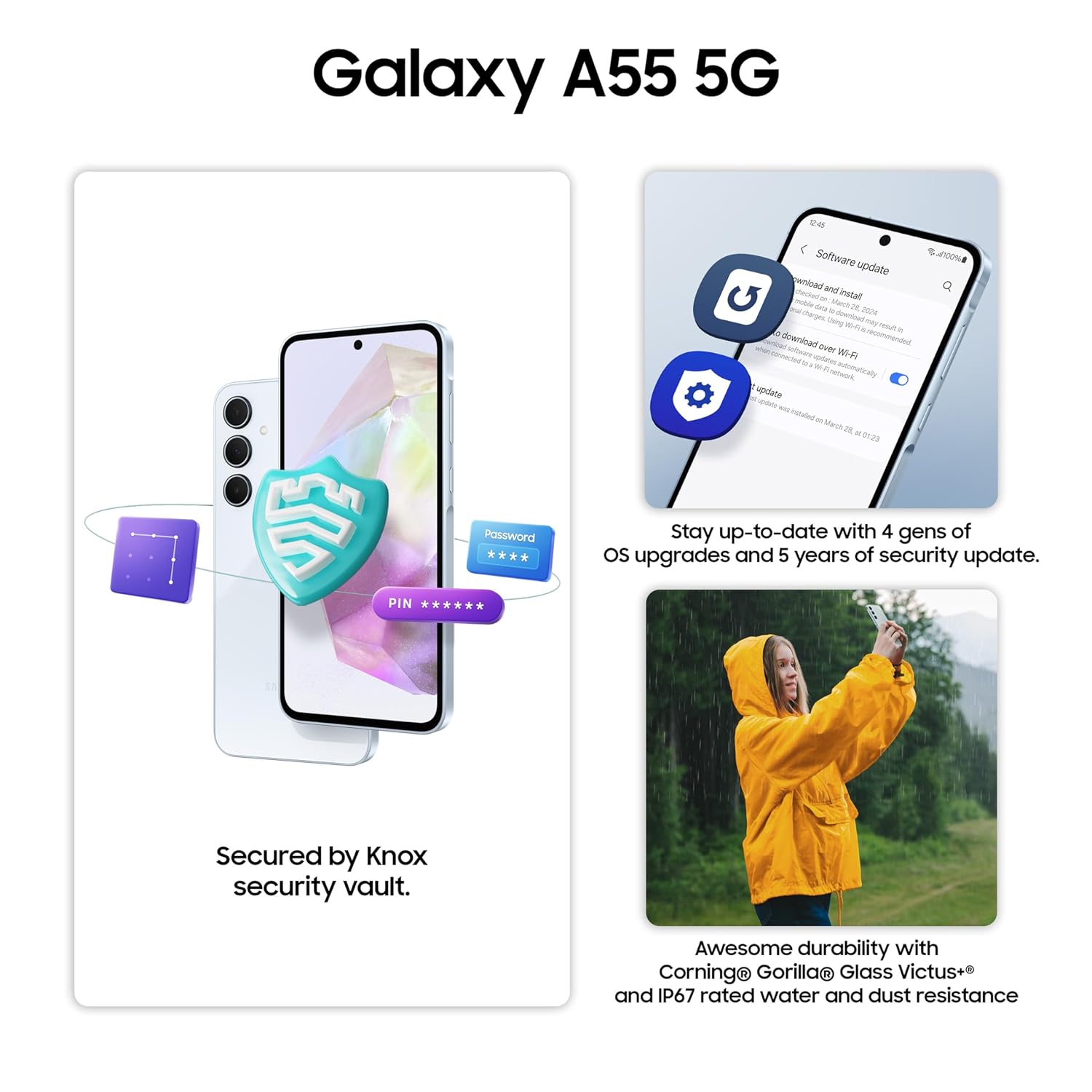 Samsung Galaxy A55 5G (Awesome Iceblue, 8GB RAM, 128GB Storage) | Metal Frame | 50 MP Main Camera (OIS) Mahajan Electronics Online
