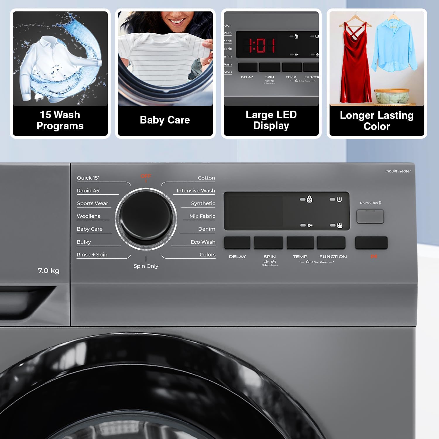 Godrej WFEON ARG 7012 5.0 FEBT SLSR7 Kg Eco-Wash With 90 ºC Hot Wash Fully-Automatic Front Load Washing Mahajan Electronics Online