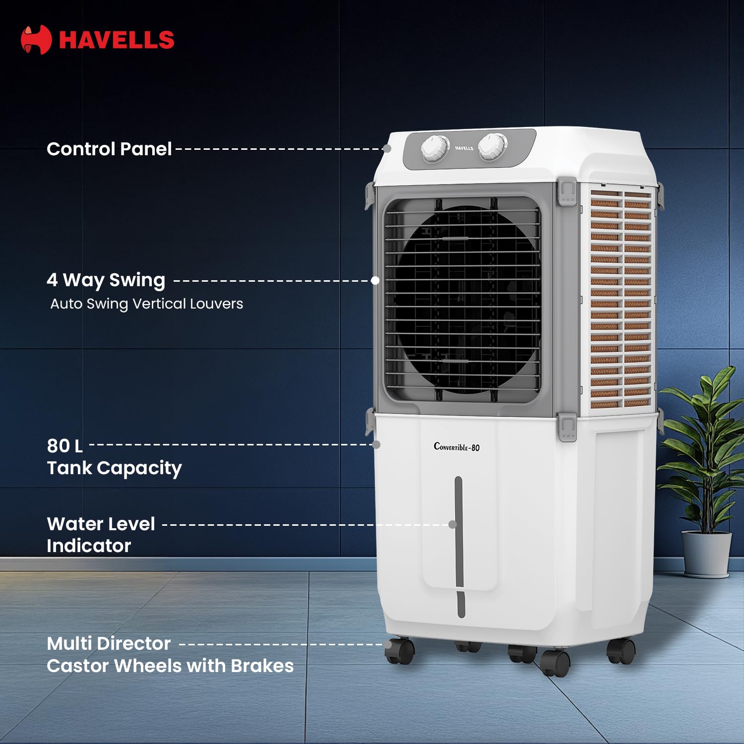 Havells 2-in-1 Convertible 80 L Desert Air Cooler for room| Dual functionality & easy storing| Can be used as side table Mahajan Electronics Online