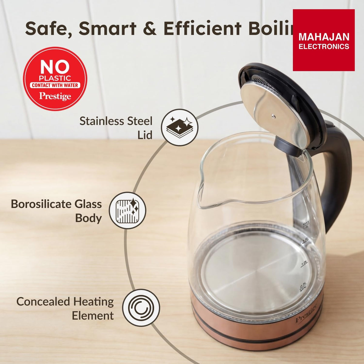 Prestige PKGB 1.8 L Electric Glass Kettle – Mahajan Electronics Online.