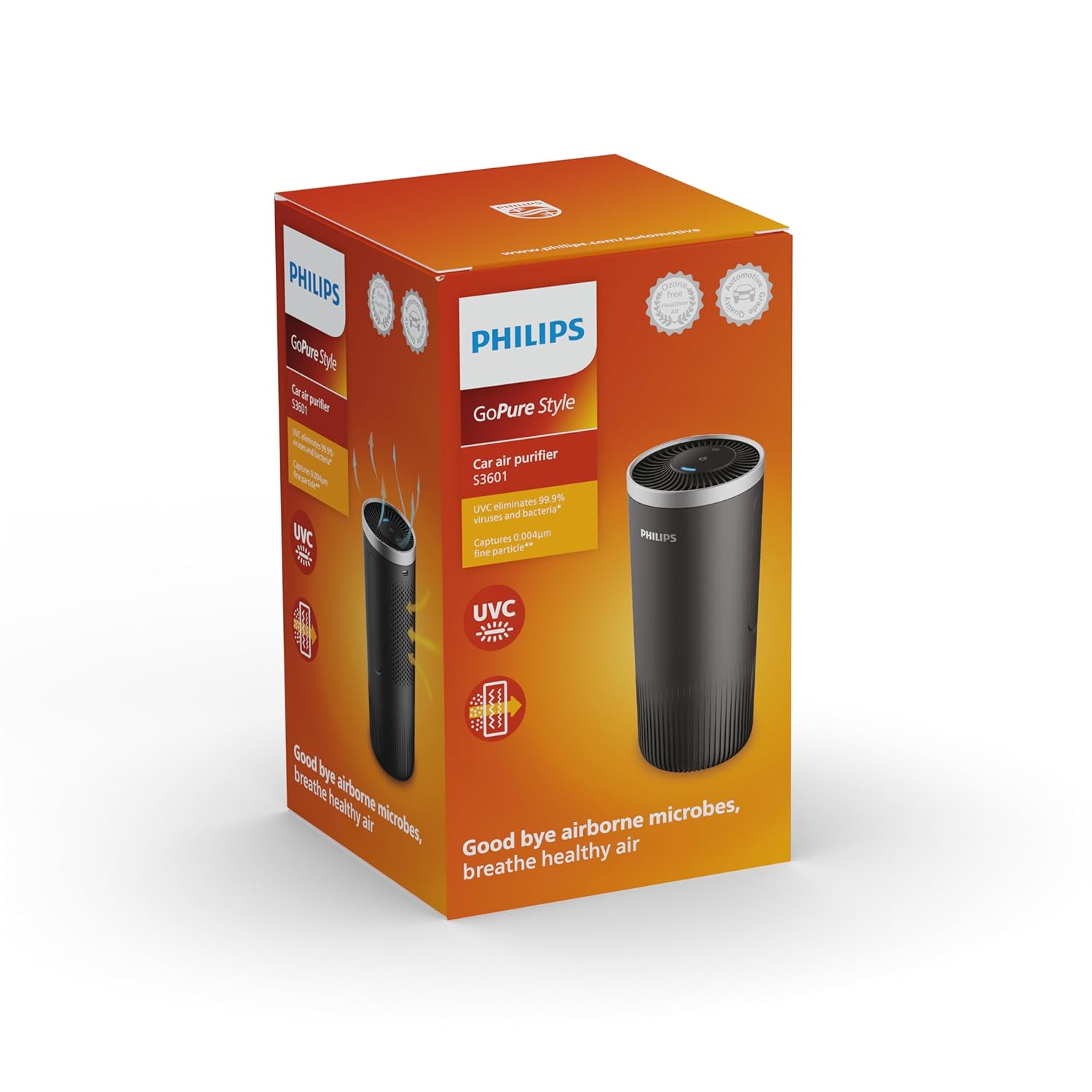 Philips GoPure Style 3601 with HEPA filteration captures particles as small as 0.004um (Equivelant to H14 Grade) Mahajan electronics Online