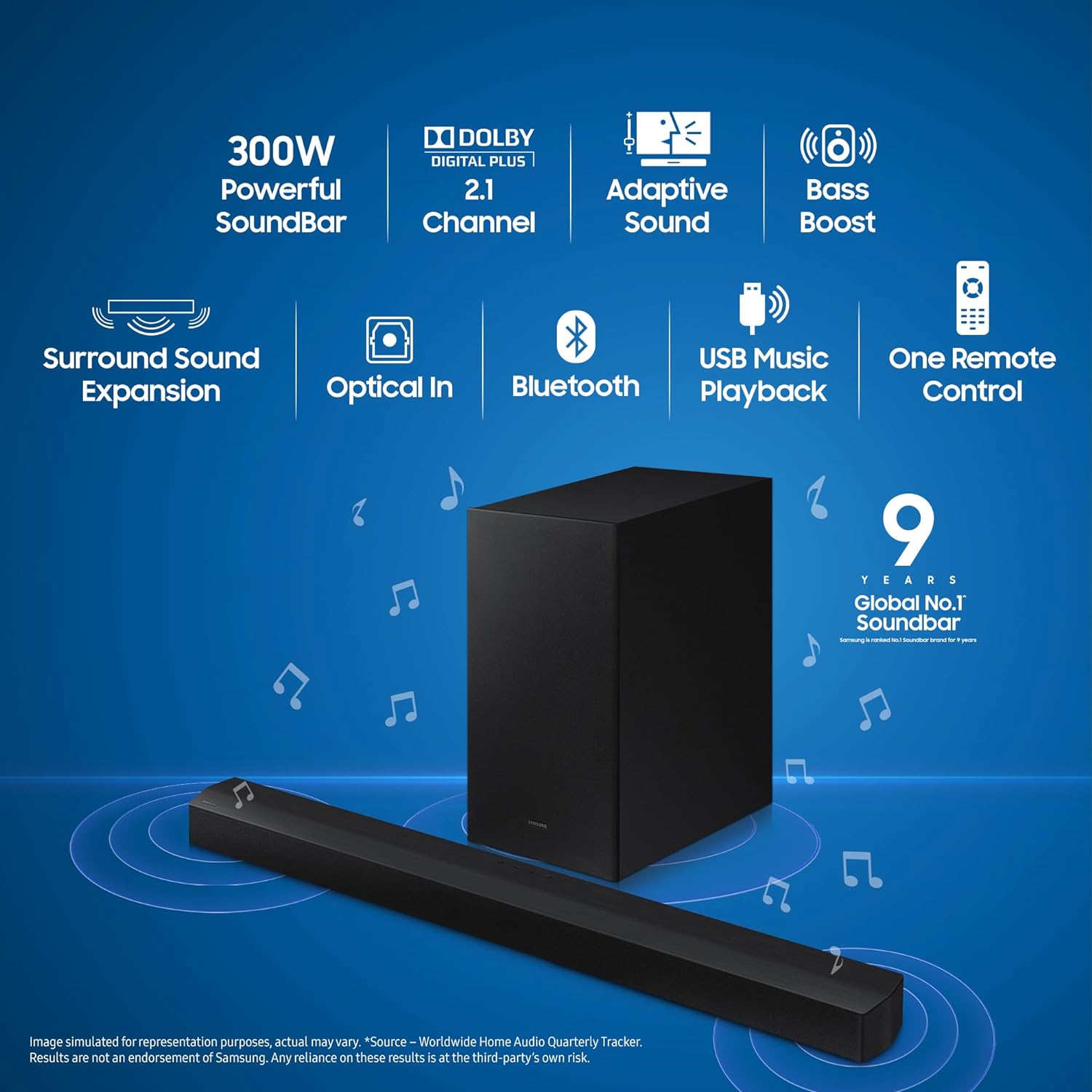 Samsung Soundbar (HW-C45E/XL) 2.1 Channel, 300W, Dolby Digital, 3 Speakers Mahajan Electronics Online