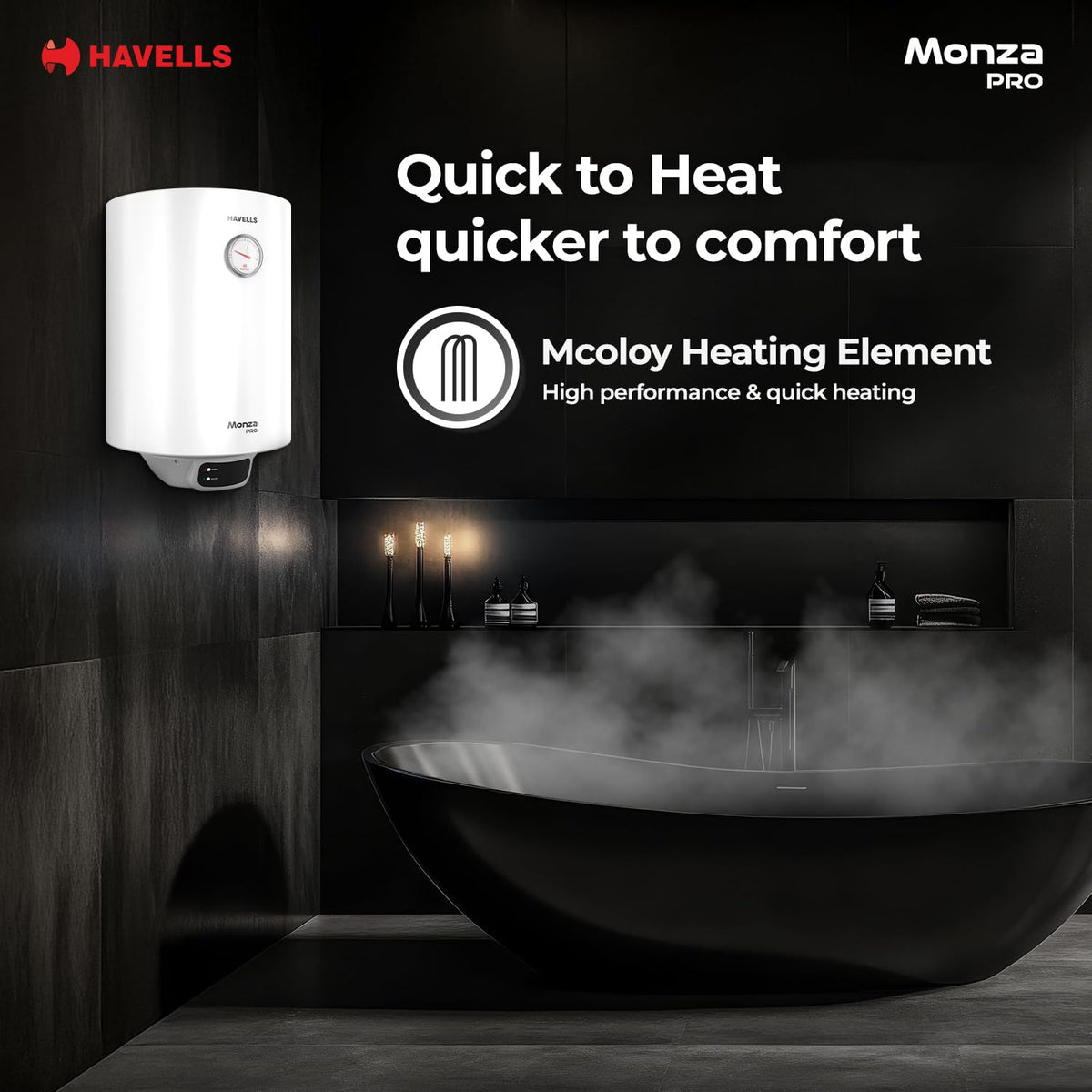 Havells Monza Pro 25L Storage GHWVMPUWAW25 Water Heater(Geyser)|Faster Heating|Safer to use|Saves electricity|Engineered for Hard Water|Endurashield Coated Anti Rust Tank|Whirlflow Technology|High Rise suitable Havells online mahajan electronics