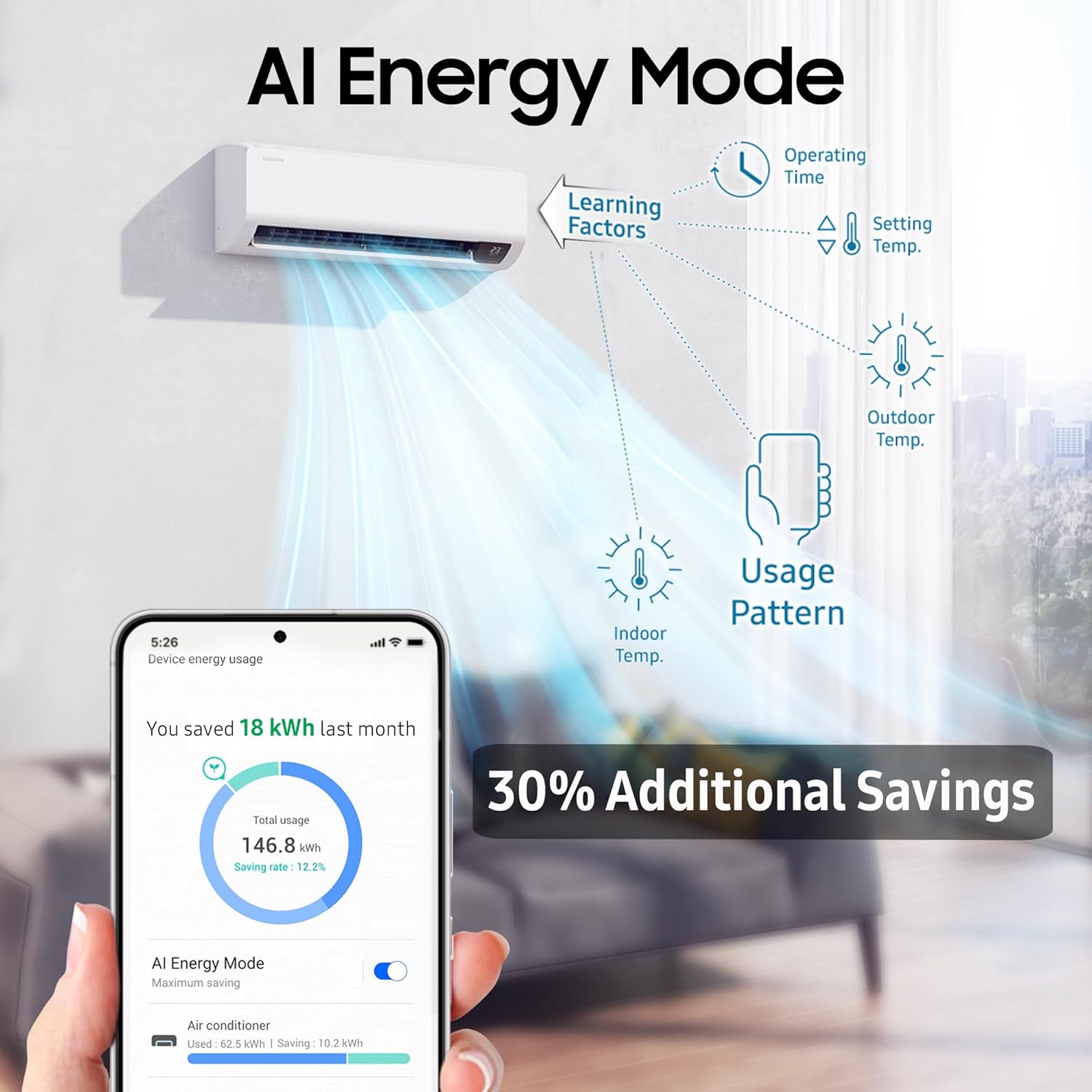 Samsung AR60F19D1ZW 1.5 Ton 5 Star Windfree AI Inverter Smart Split AC (WiFi, Copper, Digital Inverter, 4 Way swing, Convertible, 2025) Mahajan Electronics Online