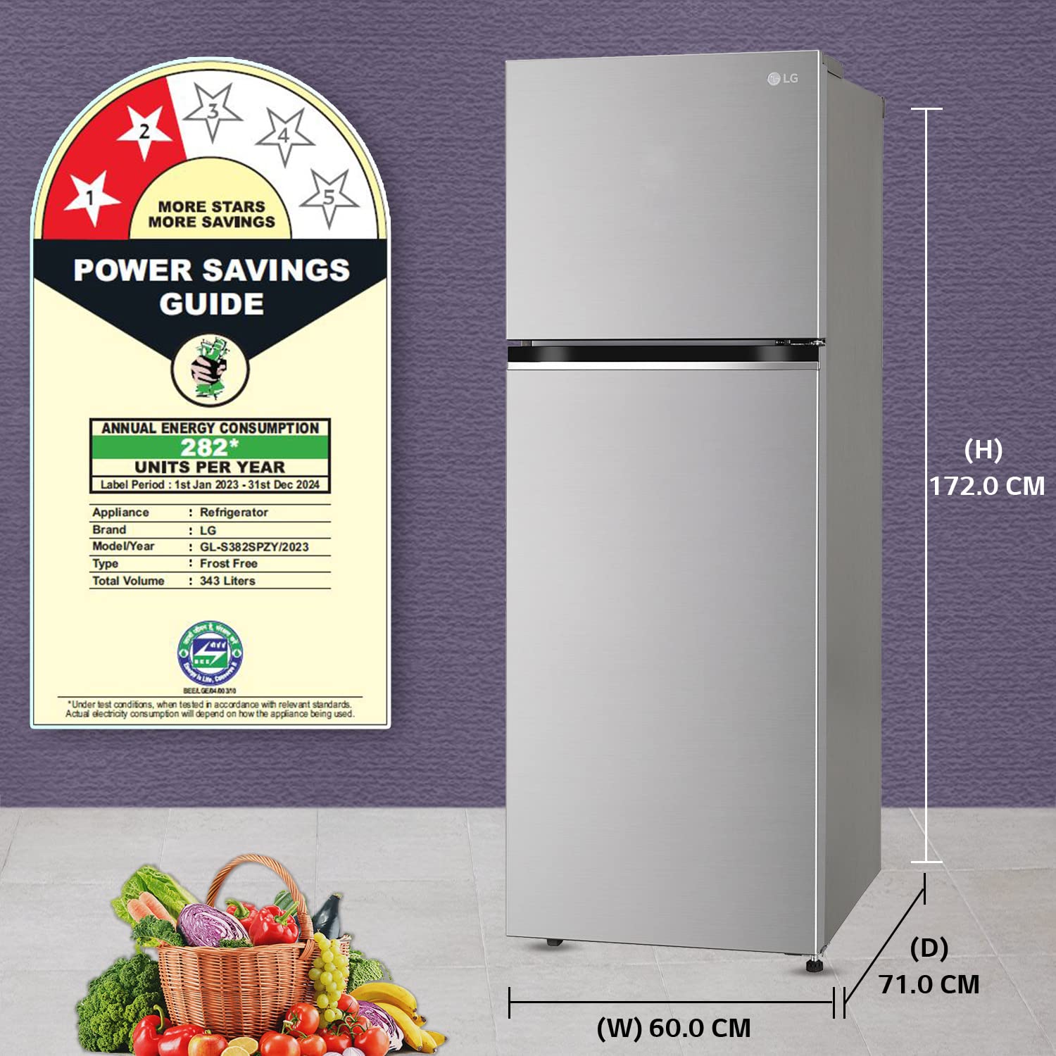 LG GL-S382SPZY 343 L 2 Star Frost-Free Smart Inverter Double Door Refrigerator Mahajan Electronics Online