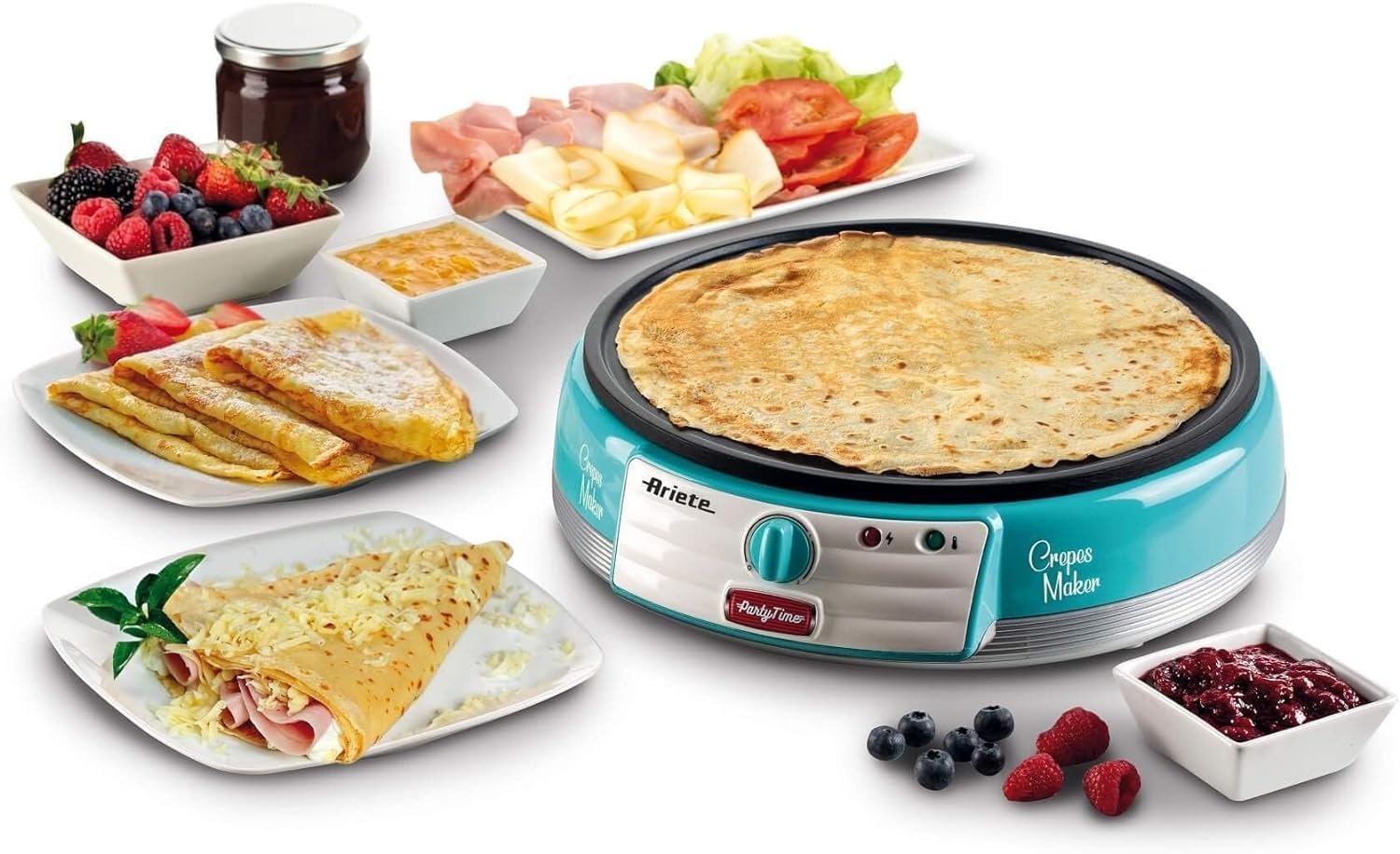 Ariete Electric Crepe Maker Dosa Maker | Portable Crepe Maker with Non-Stick Dipping Plate and Egg Whisk Mahajan Electronics Online