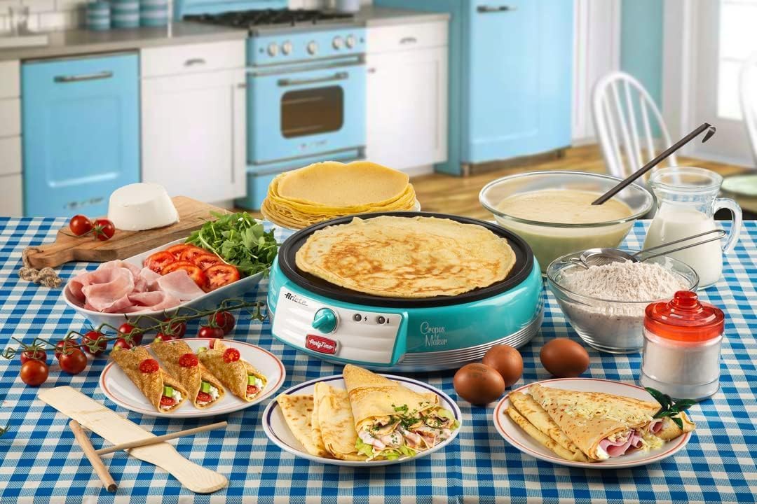 Ariete Electric Crepe Maker Dosa Maker | Portable Crepe Maker with Non-Stick Dipping Plate and Egg Whisk Mahajan Electronics Online