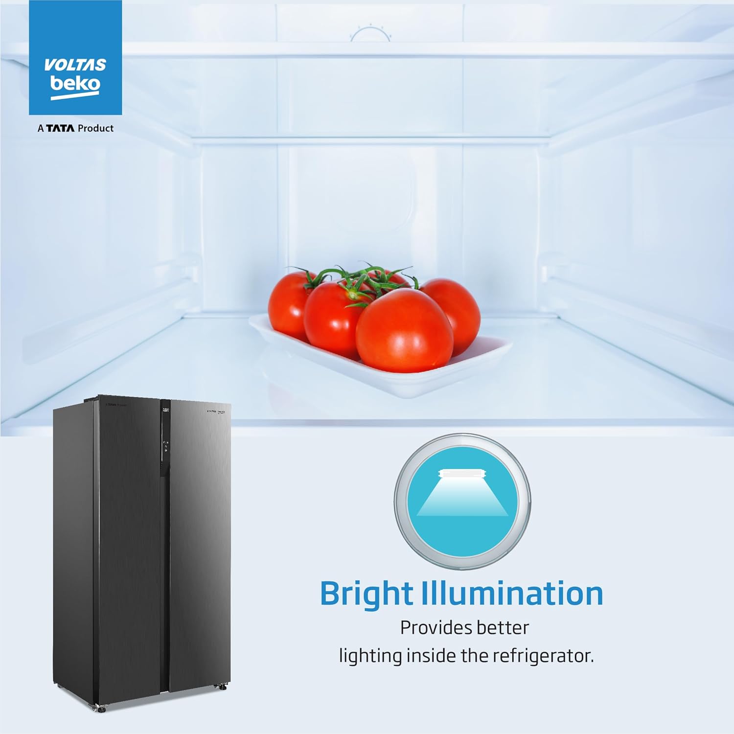 Voltas Beko RSB495XPE 472L Side by Side Refrigerator (Inox Look) Mahajan Electronics Online