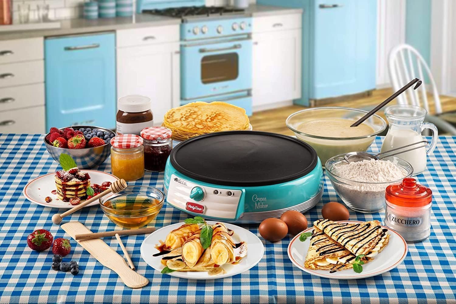 Ariete Electric Crepe Maker Dosa Maker | Portable Crepe Maker with Non-Stick Dipping Plate and Egg Whisk Mahajan Electronics Online