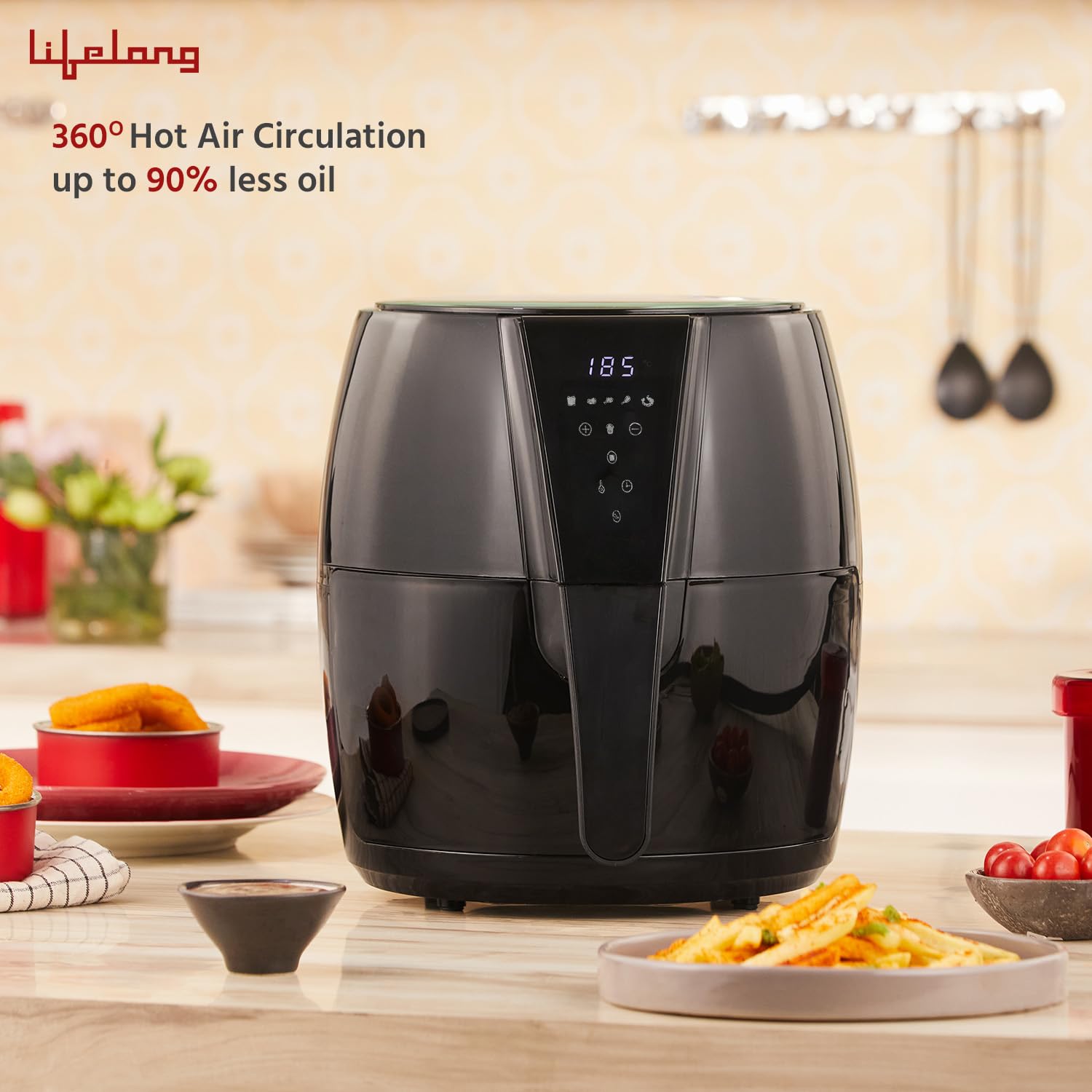 Lifelong Air Fryer | 1 Year Warranty | 1350W, 4.2L, Air Fryer for Home, Digital Air-Fryer with 6 Presets, Hot Air Circulation Mahajan Electronics Online