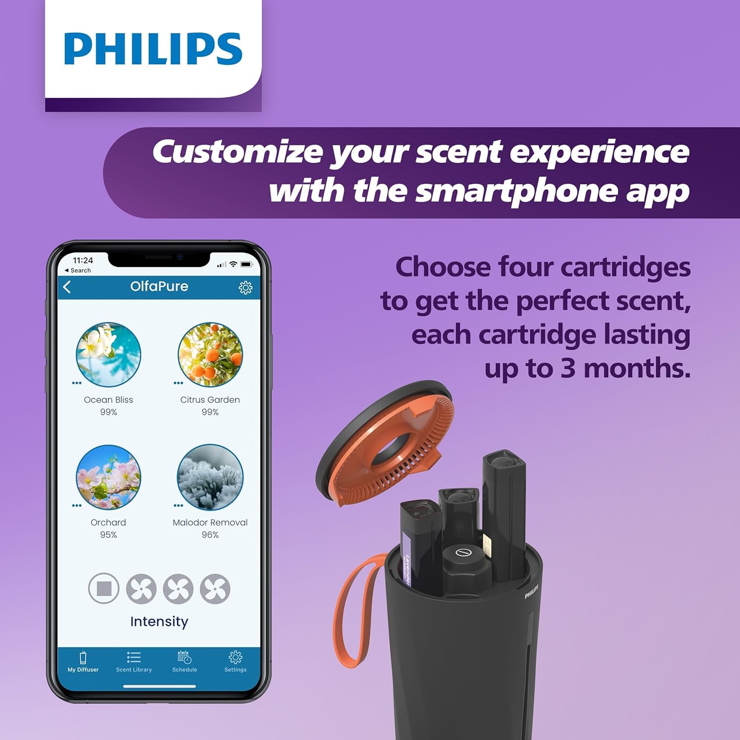 Philips OlfaPure 7100 Smart Car Aroma Scent Diffuser, 10 Long Lasting Car Fragrances to Choose from Mahajan Electronics Online