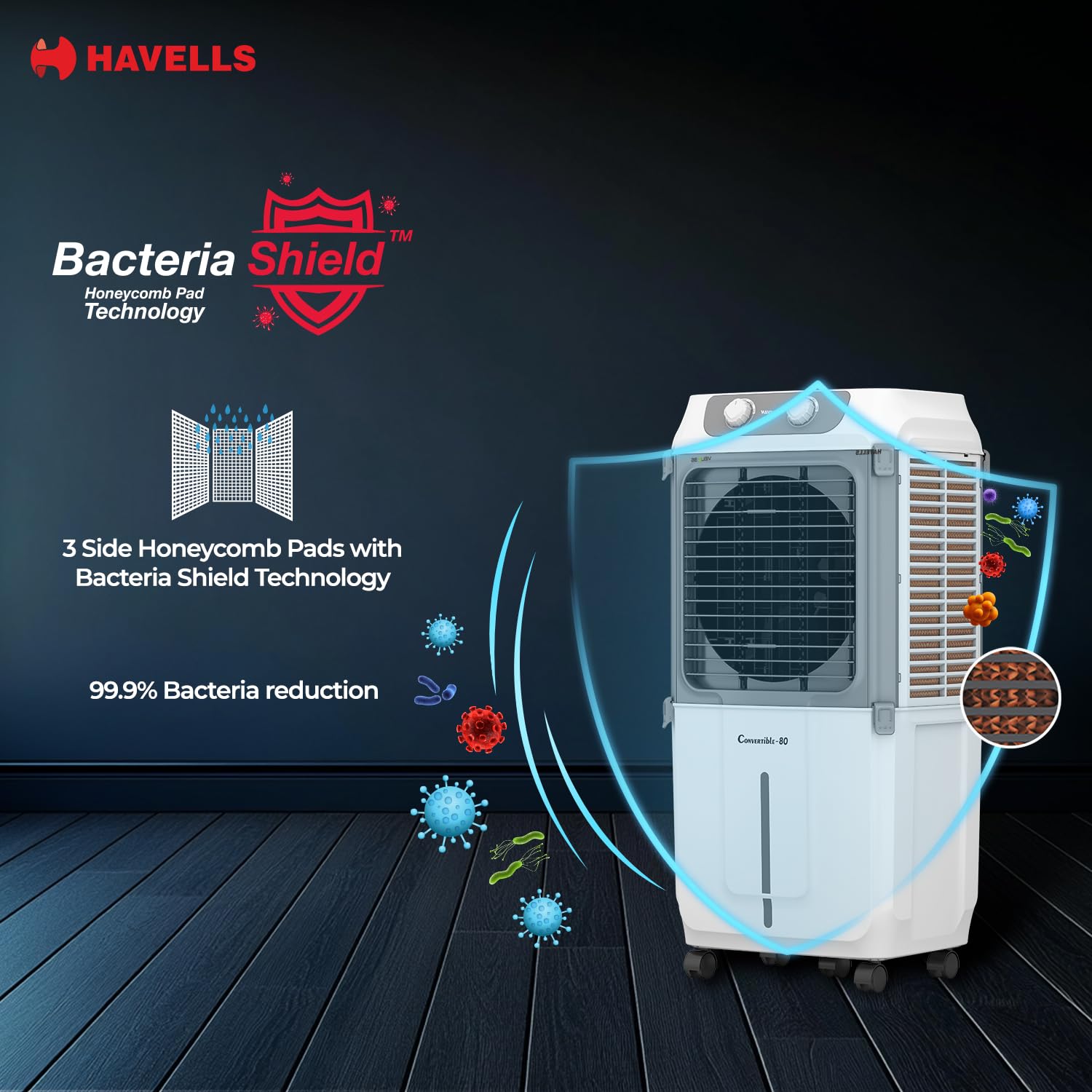 Havells 2-in-1 Convertible 80 L Desert Air Cooler for room| Dual functionality & easy storing| Can be used as side table Mahajan Electronics Online