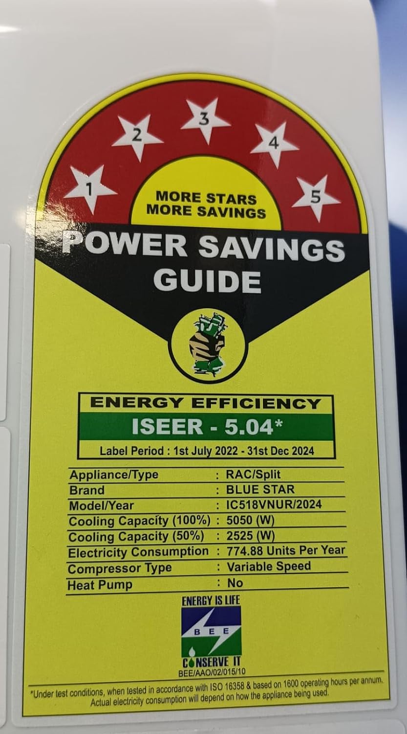 Blue Star IC518VNUR 1.5 Ton 5 Star Convertible 5 in 1 Cooling Inverter Split AC (Copper, DigiQ Penta Sensors, Dust Filter, Blue Fins 2024 Model, White) Mahajan Electronics Online