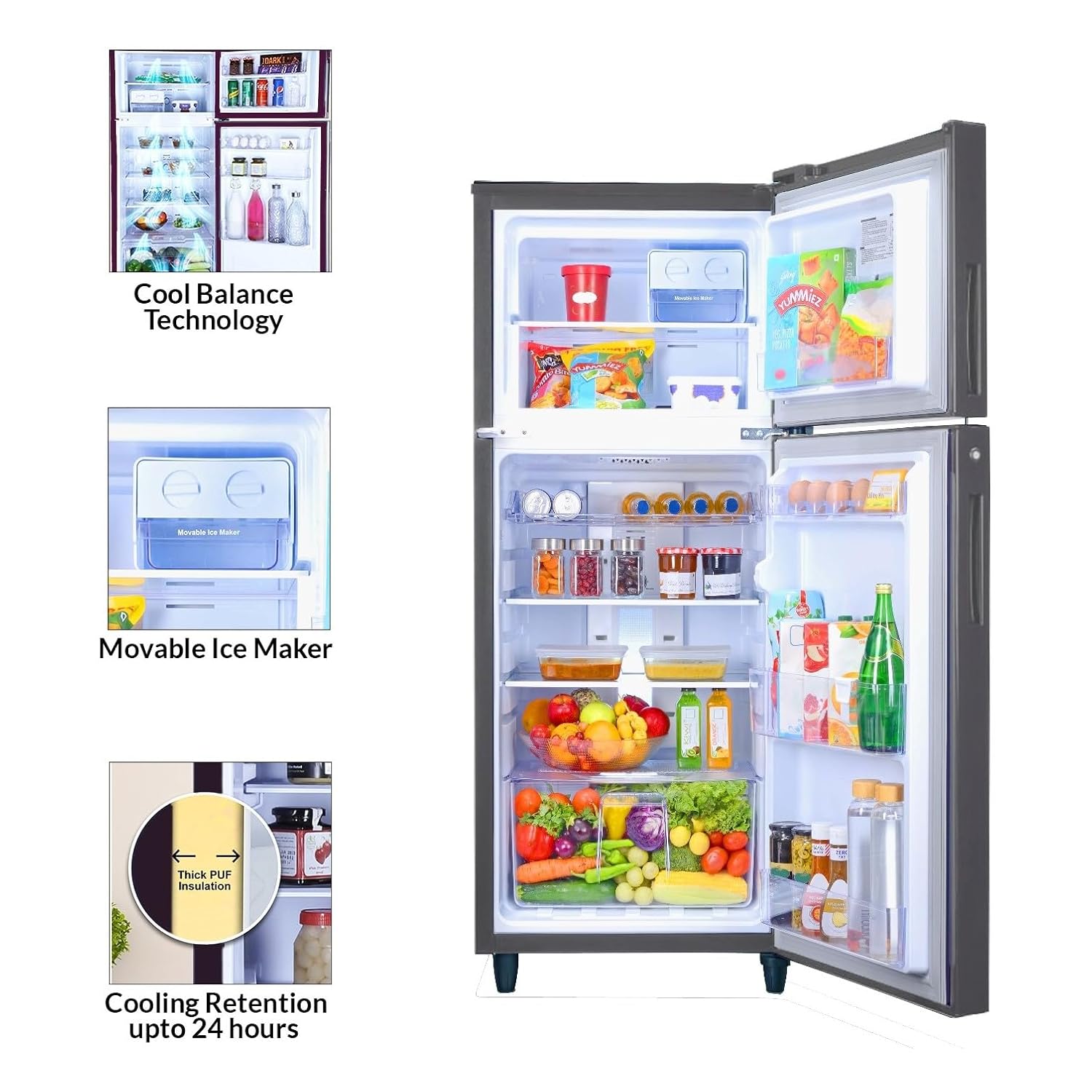 Godrej 233 L 2 Star Inverter, 24 Days farm Freshness Frost Free Double Door Refrigerator(RT EONALPHA 270B RI ST GL, Steel Glow)  mahajan electronics oline