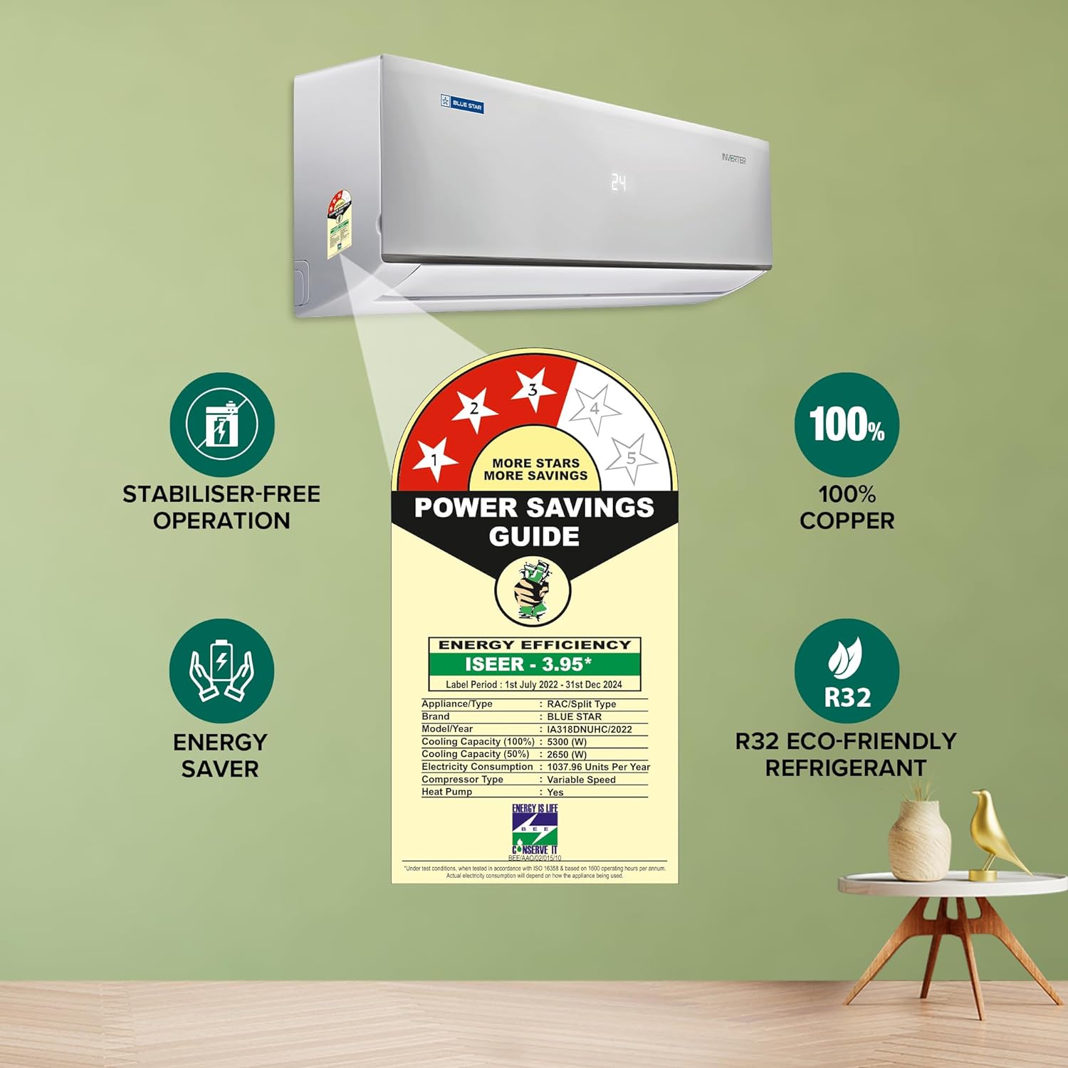 Blue Star IA318DNUHC 5 in 1 Convertible 1.5 Ton 3 Star Inverter Split Air Conditioner Mahajan Electronics Online