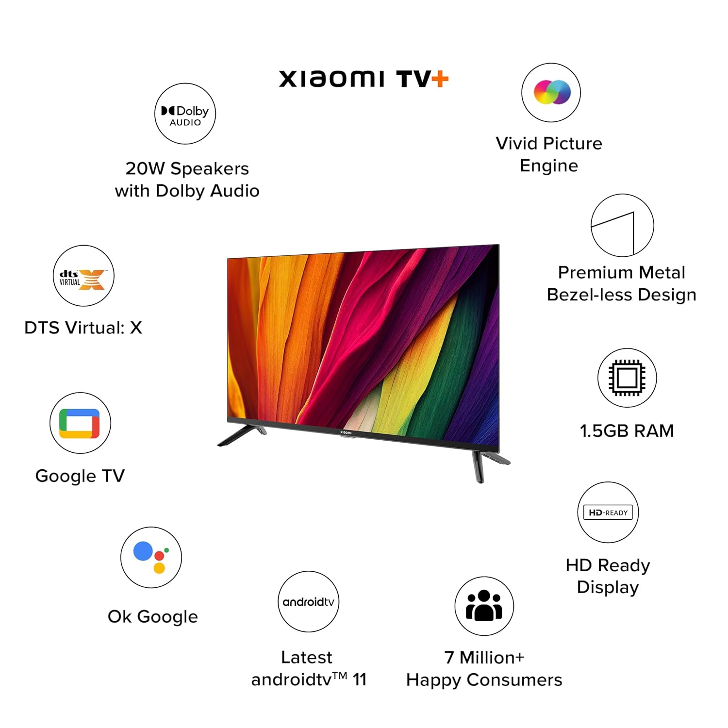 Mi 32 Inch HD Ready Smart LED TV (A Series) – Google TV, Dolby Audio,