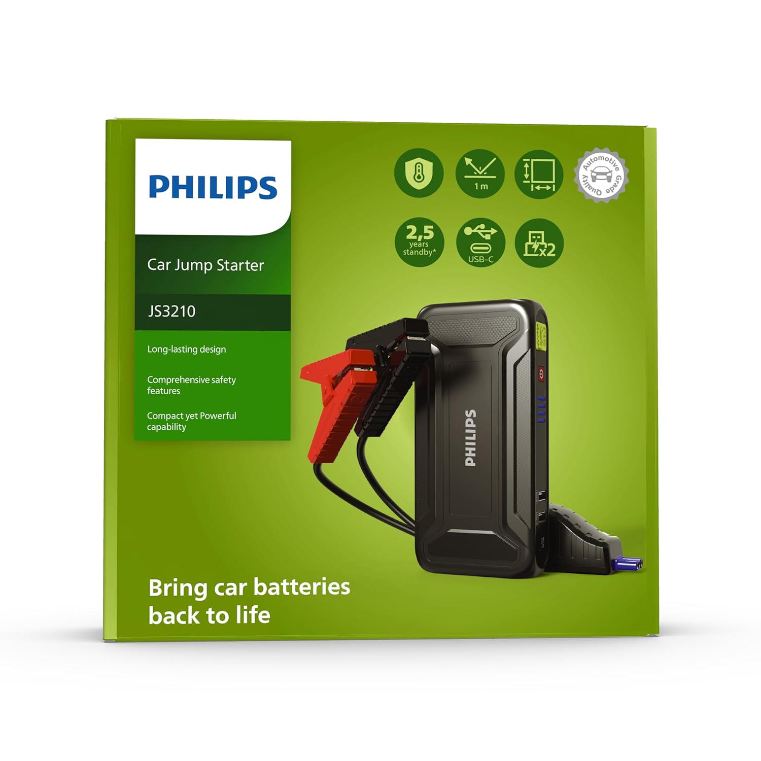 Philips Car Jump Starter JS3210 | Compact Design | Compatible with 4.0L Mahajan Electronics Online