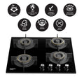 Crompton HOB-SSDC604-MBL SensoSafe 60 cm 4 Burners Built-in Gas Hob With High Efficiency Brass Burners Mahajan Electronics Online