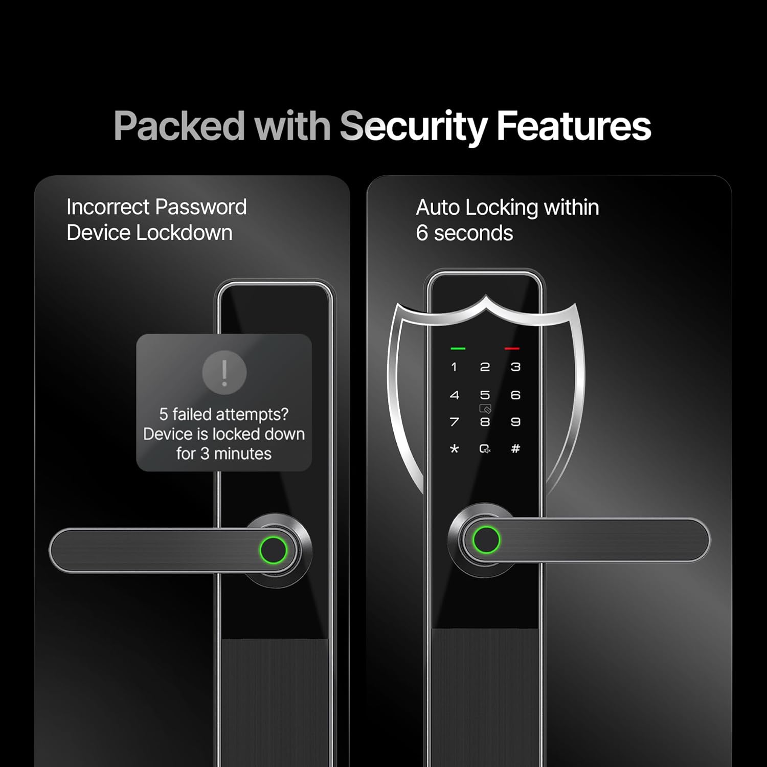 Qubo Smart Door Lock Optima from Hero Group | 4 Bolts | Fingerprint | PIN | Access Cards | Mechanical Key | Passage Mode | 2 Years Brand Warranty | (Black) OC-HLM11BL1  Mahajan Electronics Online