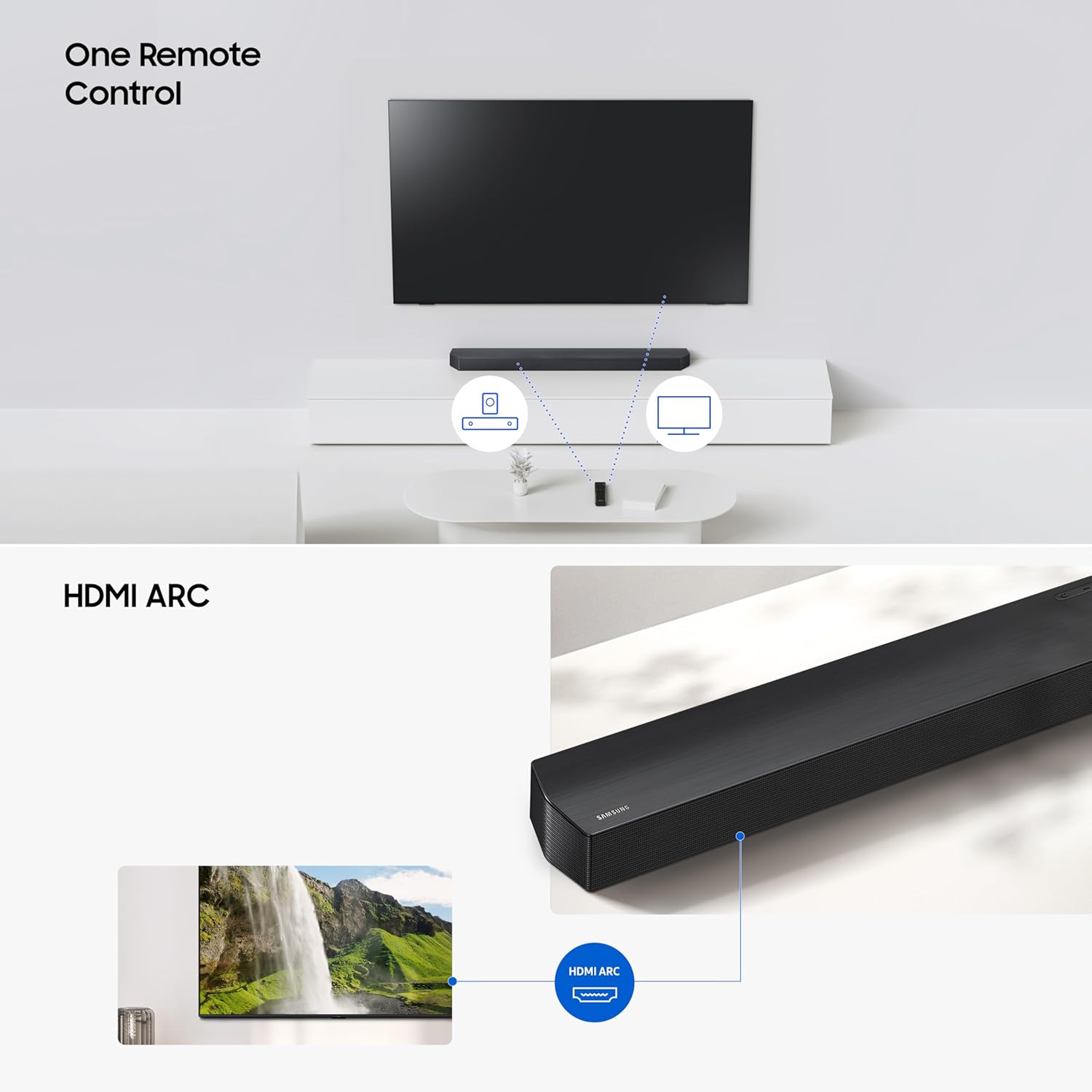 Samsung HW-B650F/XL 370 W 3.1 ch Soundbar with Dolby Audio | DTS Virtual:X | Q-Symphony | Center Speaker | 3D Surround Sound | HDMI ARC | Optical in | Bluetooth | USB | Wireless Subwoofer ( Black) Mahajan Electronics Online