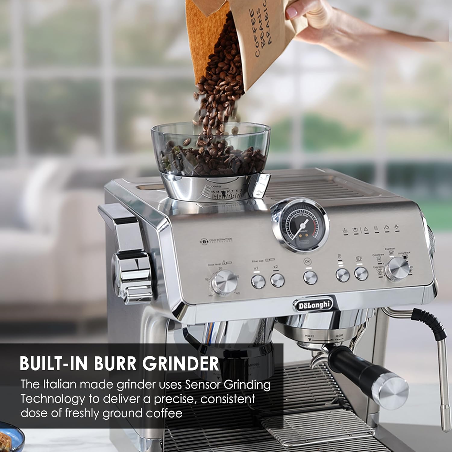 DeLonghi EC9555.M La Specialista Opera Professional Coffee Machine with Cold Brew, Original Italian Brand, Built In Grinder, Automatic Smart Tamping, Range of Hot & Cold Recipes, 19 Bar Pressure Mahajan Electronics Online