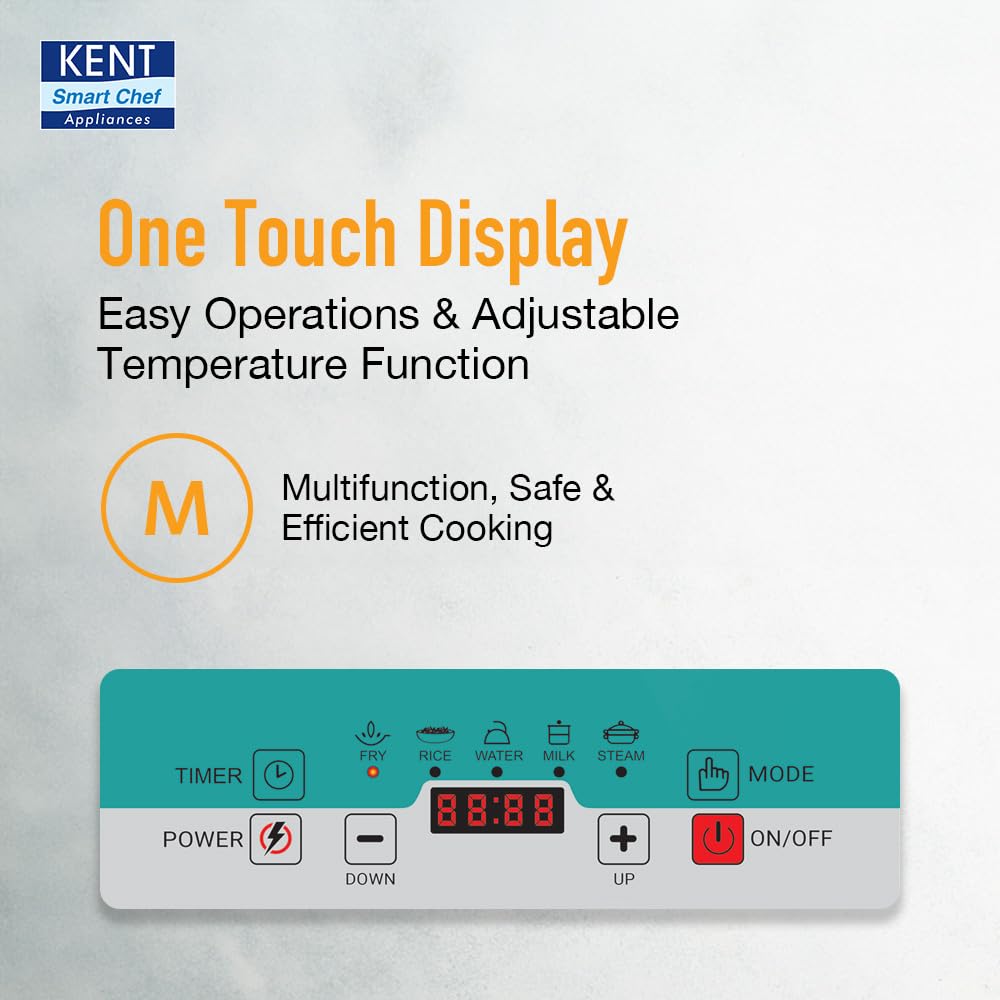 KENT Emerald Induction Cooktop 1500W|Faster Cooking With 5 Preset Options|Full Microcrystalline Glass|Adjustable Temperature Function|Overheat Protection|Safe Cooking And Easy Cleaning,Black Mahajan Electronics Online