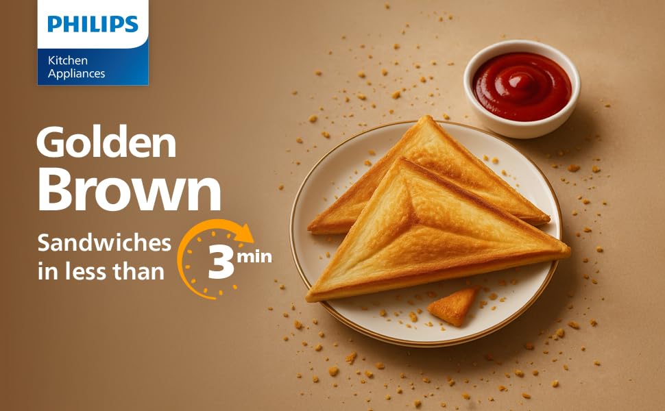 Philips HD1000/00 XL Sandwich Maker | 800W | Non-Stick Coated Plates | UHD Technology | Easy Locking | Black with Metallic Finish Mahajan Electronics Online