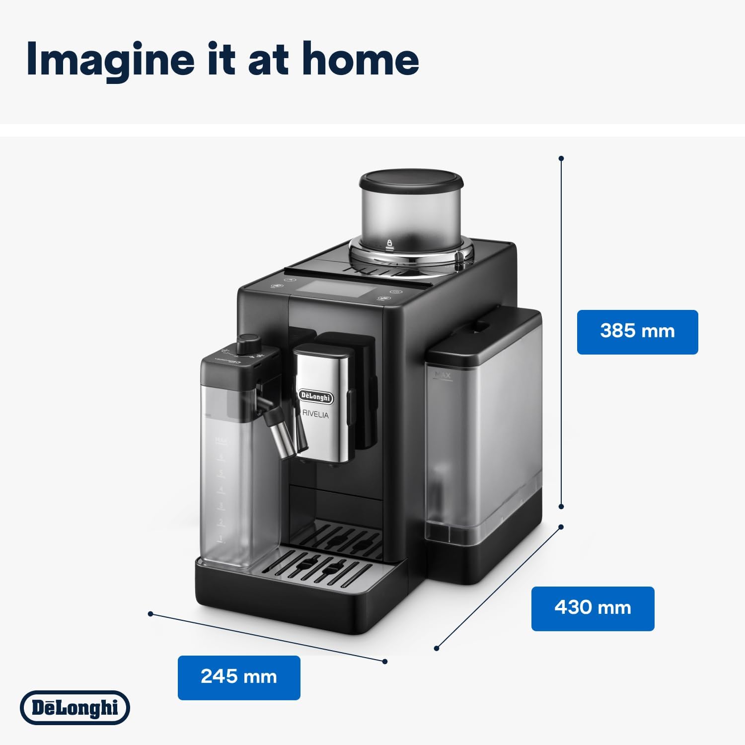 De'Longhi Rivelia EXAM440.55.B Fully Automatic Coffee Machine – LatteCrema Hot, Automatic Milk Frother, Bean-to-Cup, 16 Coffee Recipes, Compact Design, Full Touch Color Display – Black Mahajan Electronics Online
