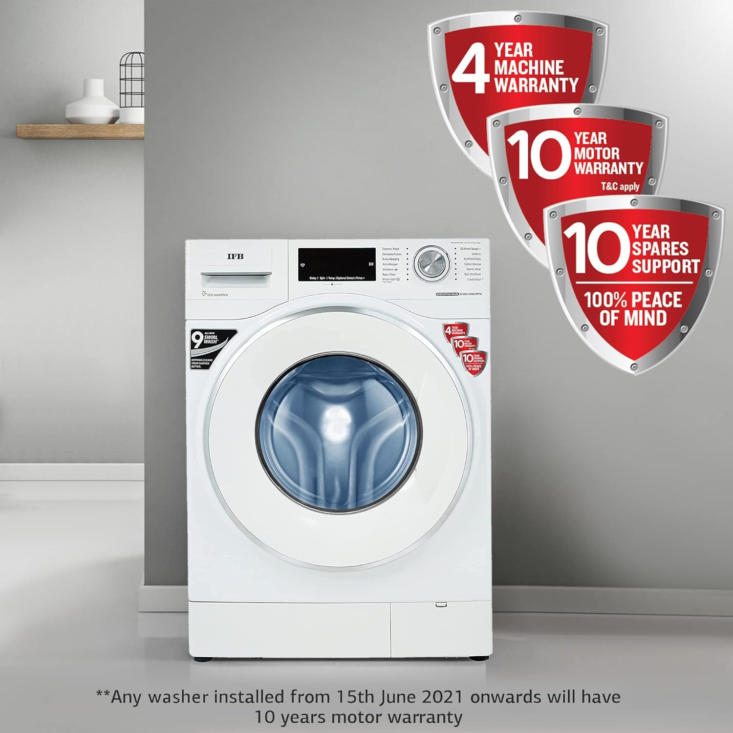 IFB EXECUTIVE PLUS VX ID 8.5 kg 5 Star Fully-Automatic Front Loading Washing Machine (Eco Inverter White, In-Built Heater, 4D Wash technology) Mahajan Electronics Online