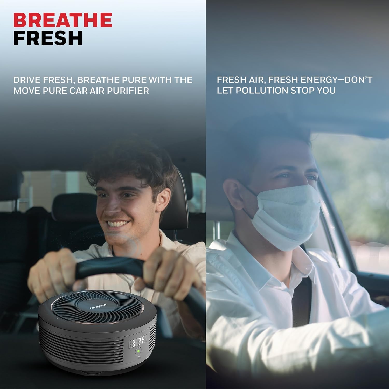 Honeywell New Launched Move Pure 4 Car Air Purifier, 3-in-1 Filtration, HEPA filter, removes 99.99% of PM2.5 & PM10, odour, VOCs, dust, smoke, & harmful bacteria, 2XUSB ports, Compact & Easy Install Mahajan Electronics Online
