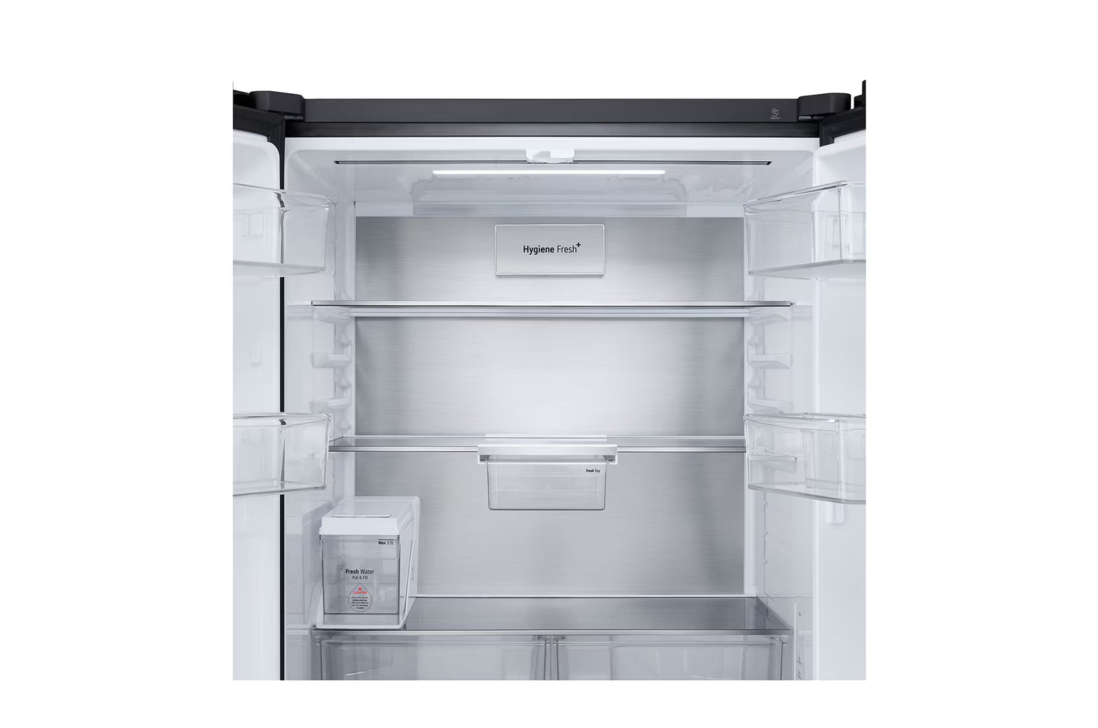 LG GV-K25FFGFB 610L French Door Refrigerator, InstaView, Water Dispenser, Wi-Fi Convertible, Black Glass Finish, 2 Star Mahajan Electronics Online