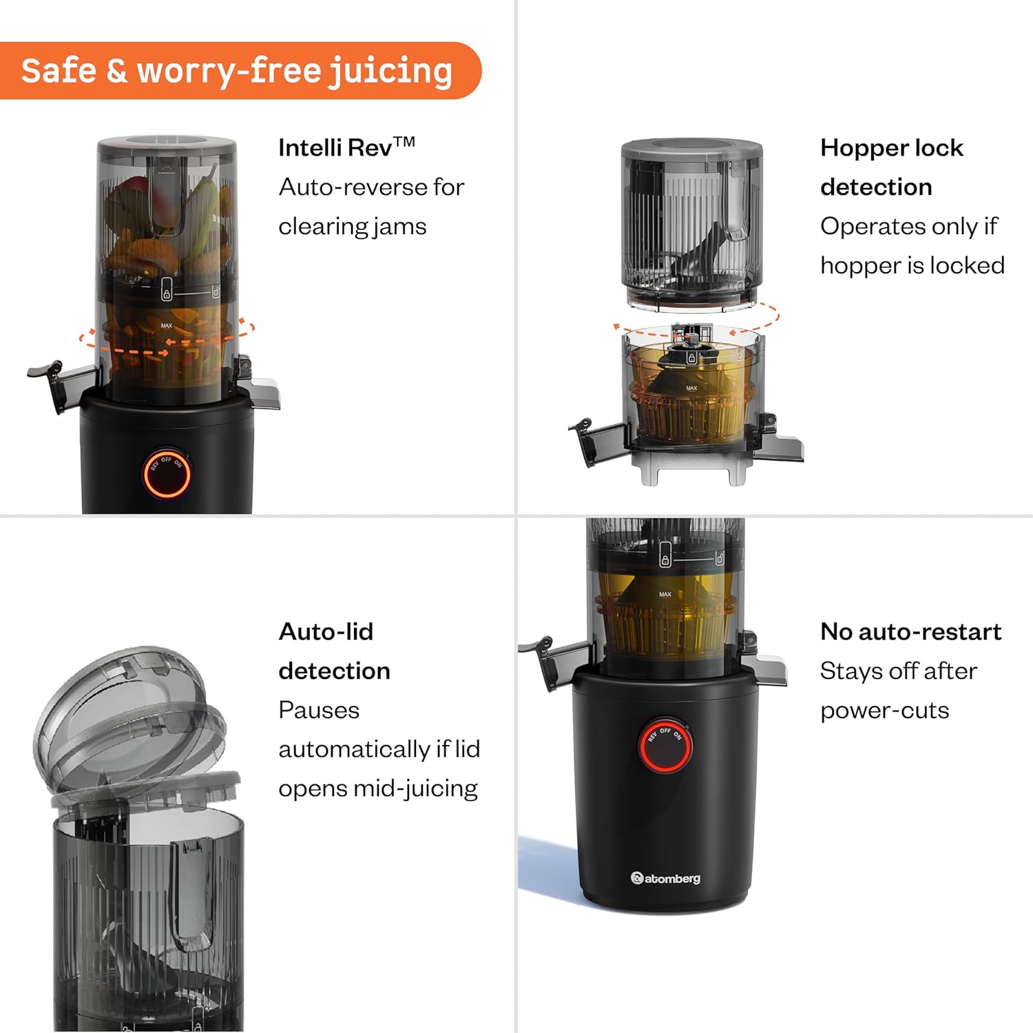 Atomberg Althea Cold Press Juicer | Easy Assembly & Cleaning | Intelligent Auto Reverse