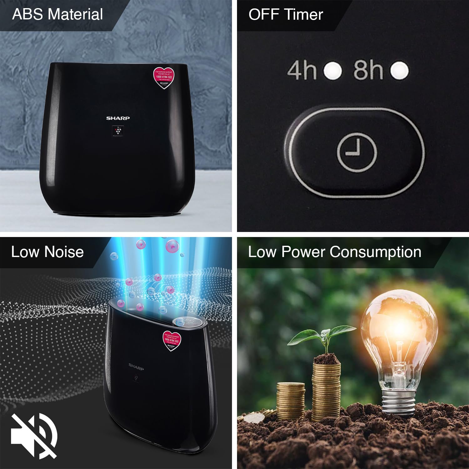 Sharp Air Purifier FP-J30M-BK for Home & Office with Plasmacluster (Removes Bacteria, Virus, Mold, VOCs I JAPAN TECHNOLOGY I Traps 99.97% Pollutants I HEPA, Carbon & Pre Filter ( 250 sq.ft. (Black) Mahajan Electronics Online