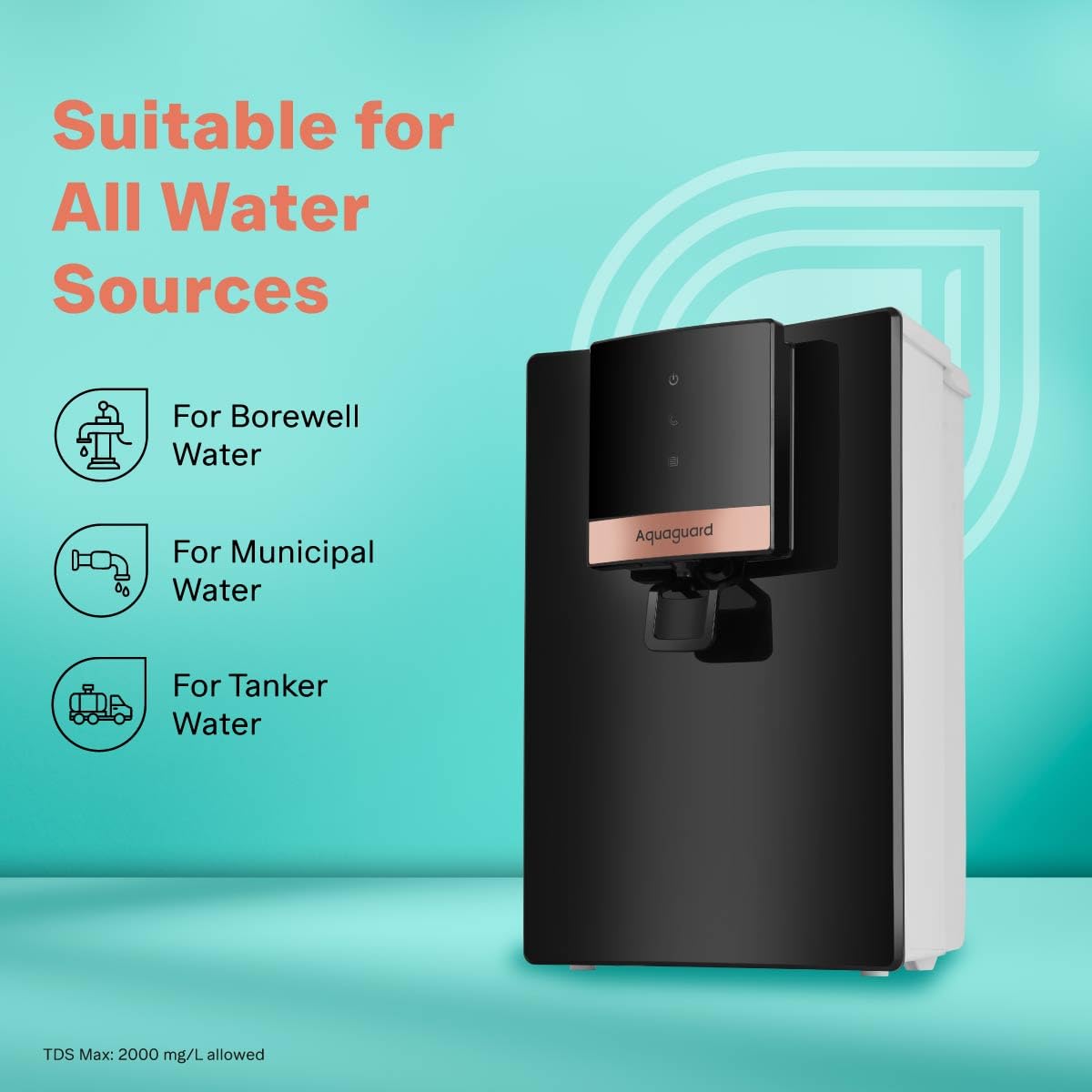 Aquaguard Neo UV+UF|2 Year Filter Life|With Mega Sediment Filter|3-in-1 Active Copper Technology|9 Stage Purification|6L storage|Suitable for Municipal Water (TDS < 200 ppm) GWPDENU2X10000 Mahajan Electronics Online