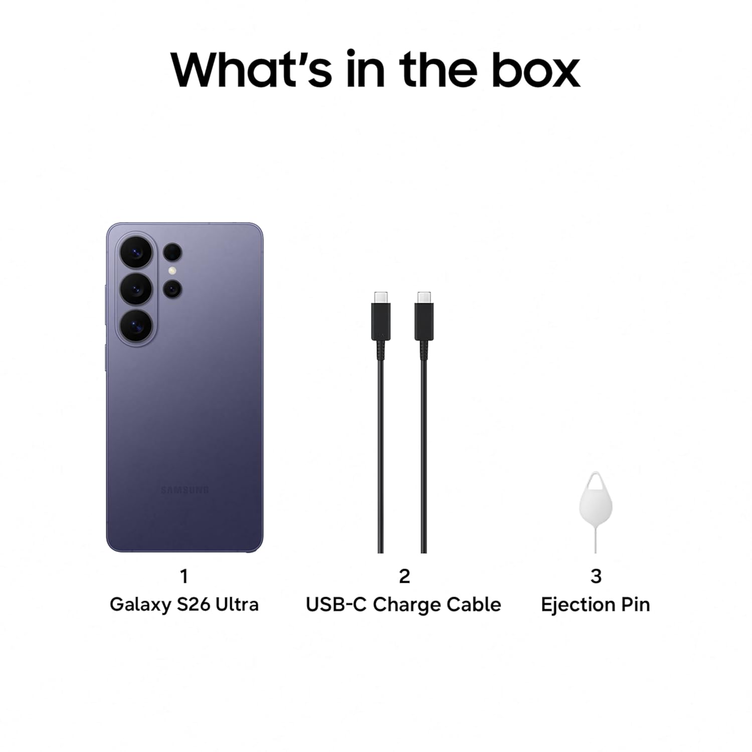 Samsung Galaxy S26 Ultra 5G (Cobalt Violet, 16GB RAM, 1TB Storage) with Built-in Privacy Display, AI Phone, Photo Assist, Creative Studio, 200MP Camera, 5000mAh Battery and Snapdragon 8 Elite Gen 5 Mahajan Electronics Online
